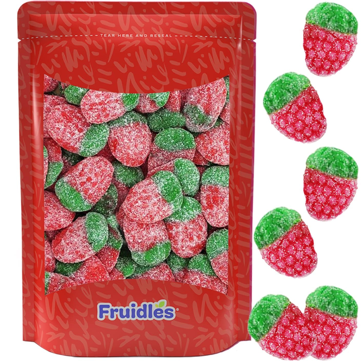 Fruidles Sour Wild Strawberry Gummy Candy, Soft Chewy Gummy Candy, Fat-Free (Half-Pound)