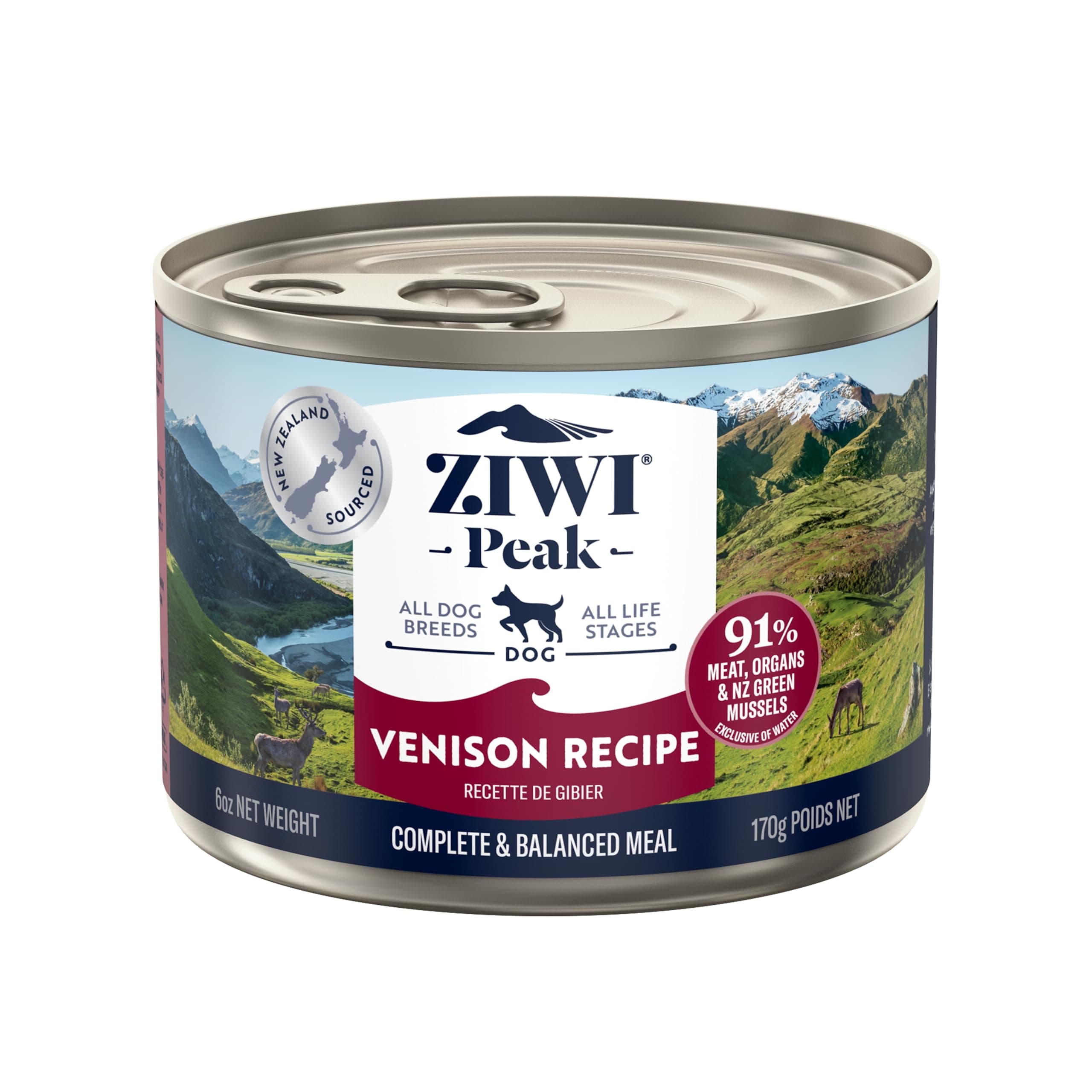 Peak Canned Wet Dog Food – All Natural, High Protein, Grain Free, Limited Ingredient, with Superfoods (Venison, Case of 12, 6oz Cans)