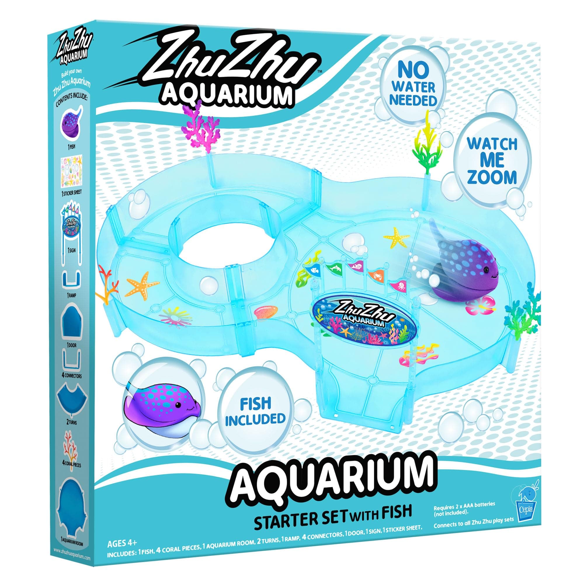 John AdamsZhu Zhu Pets Age 4+ | Zhu Zhu Aquarium Figure of 8 Starter Playset WITH Fish | Electronic Pets | Ages 4+, Blue, 11552
