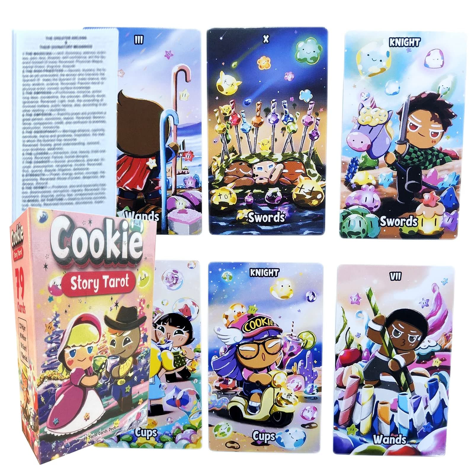 mrdiyshisha Cookie Story Tarot, 79 Cute Tarot Cards for Beginners, Standard Size: 4.75" x 2.75"