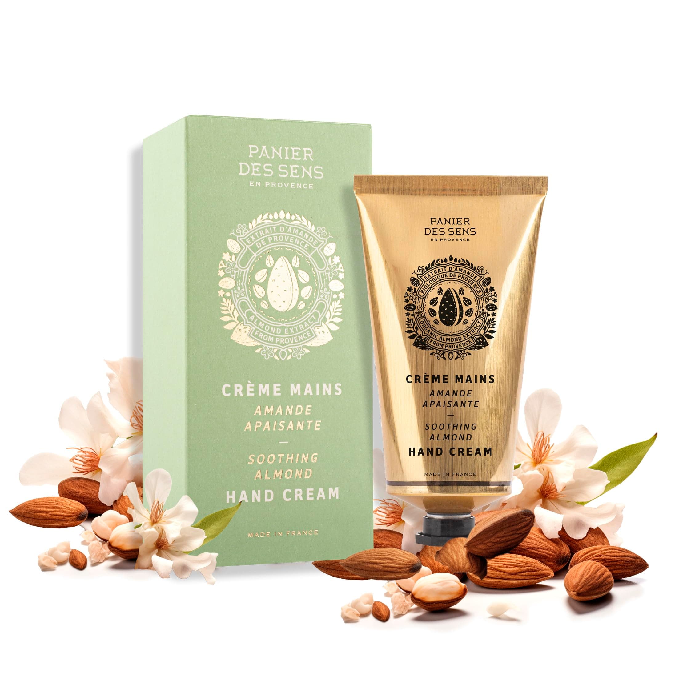 Almond Hand Cream - Nourishing Shea Butter Hand Cream for Dry Cracked Hands 97% Natural Ingredients - Dermatologically Tested Hand Lotion for Woman Made in France, 2.5 fl oz