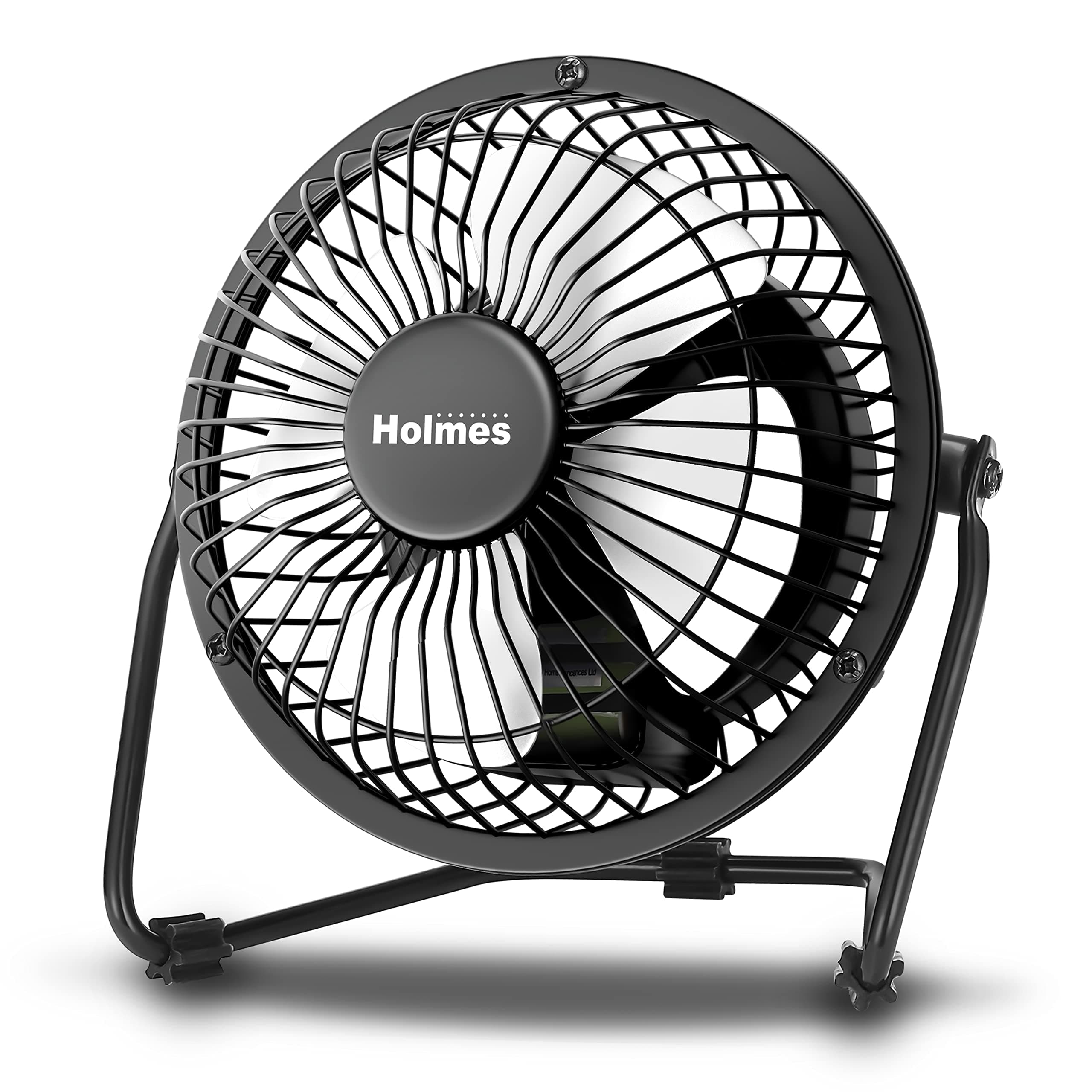 4" Mini High-Velocity Personal Desk Fan, 4 Blades, Adjustable 360° Head Tilt, Durable Metal Construction, Single Speed, Ideal for Home, Dorm Rooms, Bedrooms, or Offices, Black