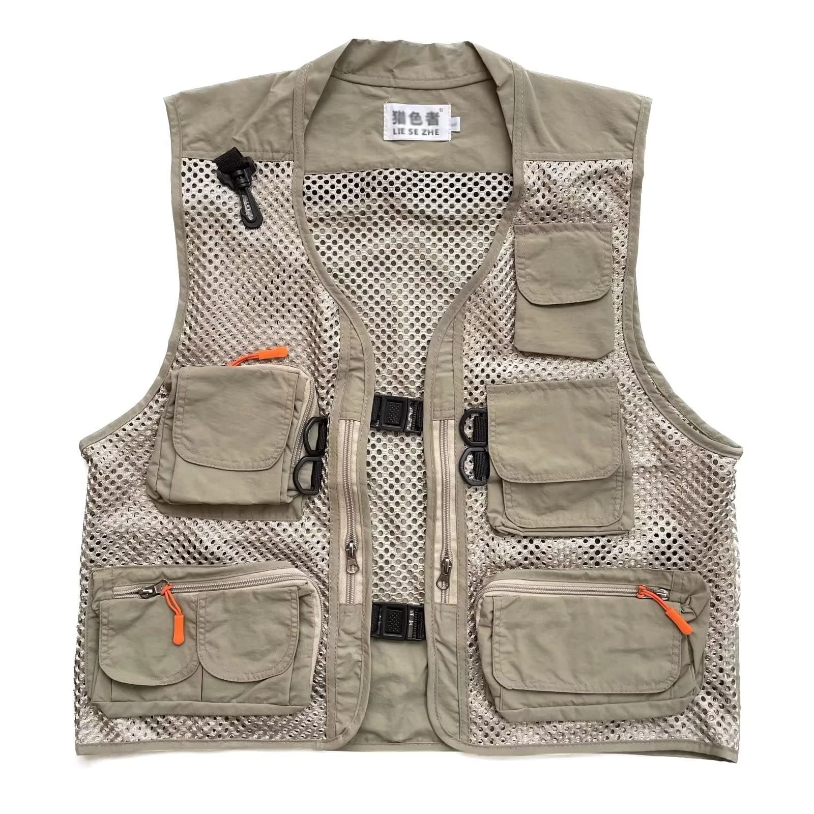 Men Mesh Breathable Multi-Pocket Vest Outdoor Travelers Fly Fishing Photography