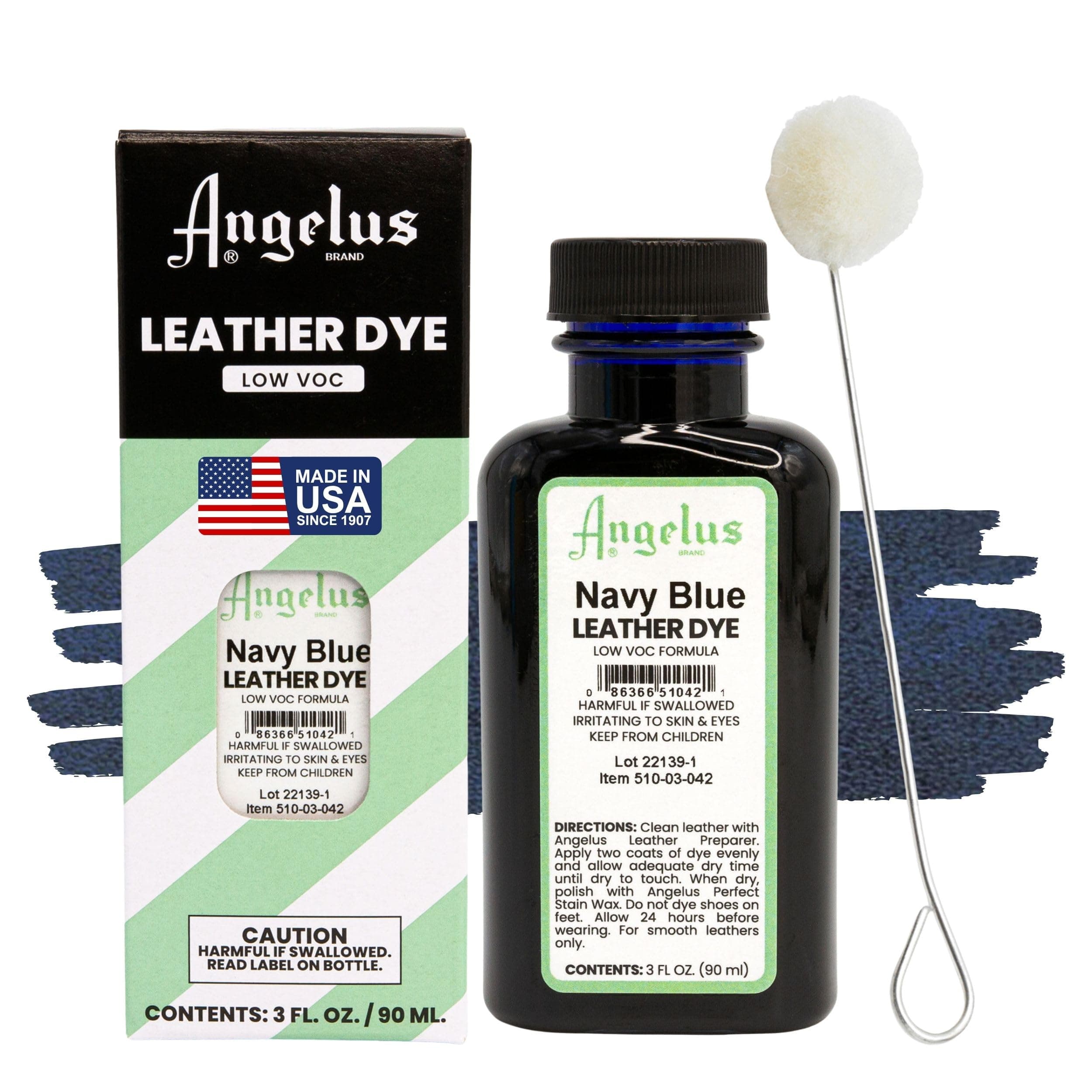 Angelus Leather Dye - Flexible Leather Dye for Shoes, Boots, Bags, Crafts, Furniture, & More 3oz, Dauber Included (Navy Blue)
