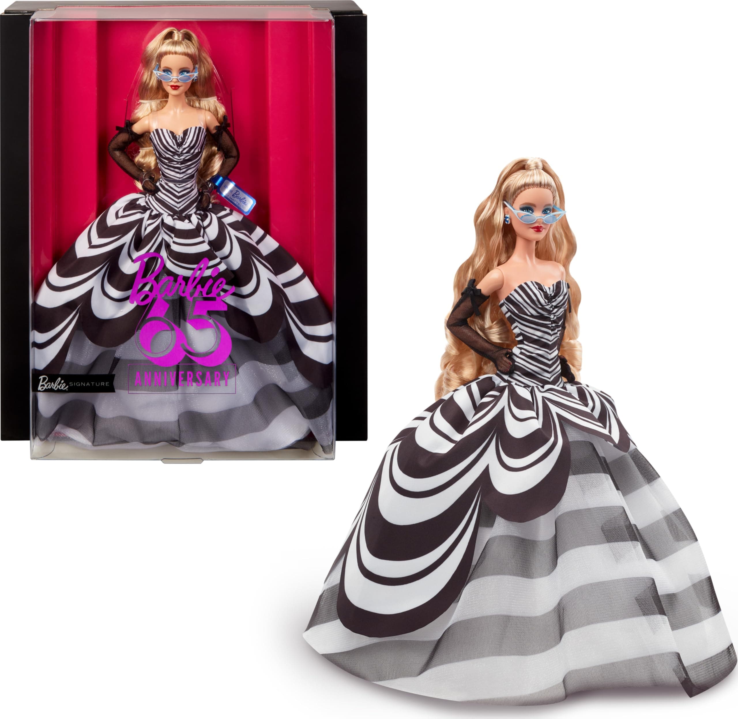 Signature 65th Anniversary Collectible Doll with Blonde Hair and Black and White Gown