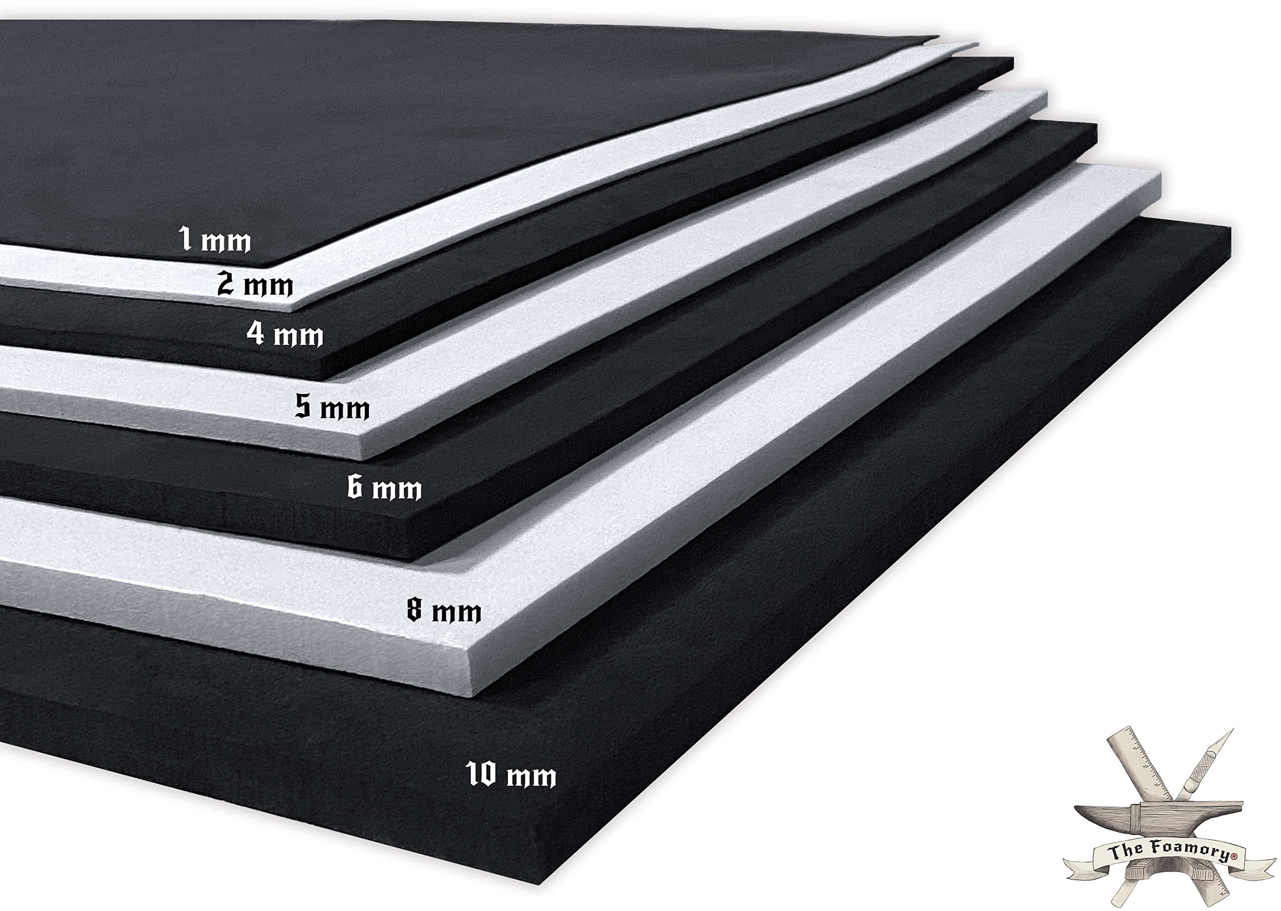 The Foamory EVA Foam Cosplay 10mm (2mm to 10mm) White or Black 14" x 39" Sheet Ultra High Density 85kg/m3