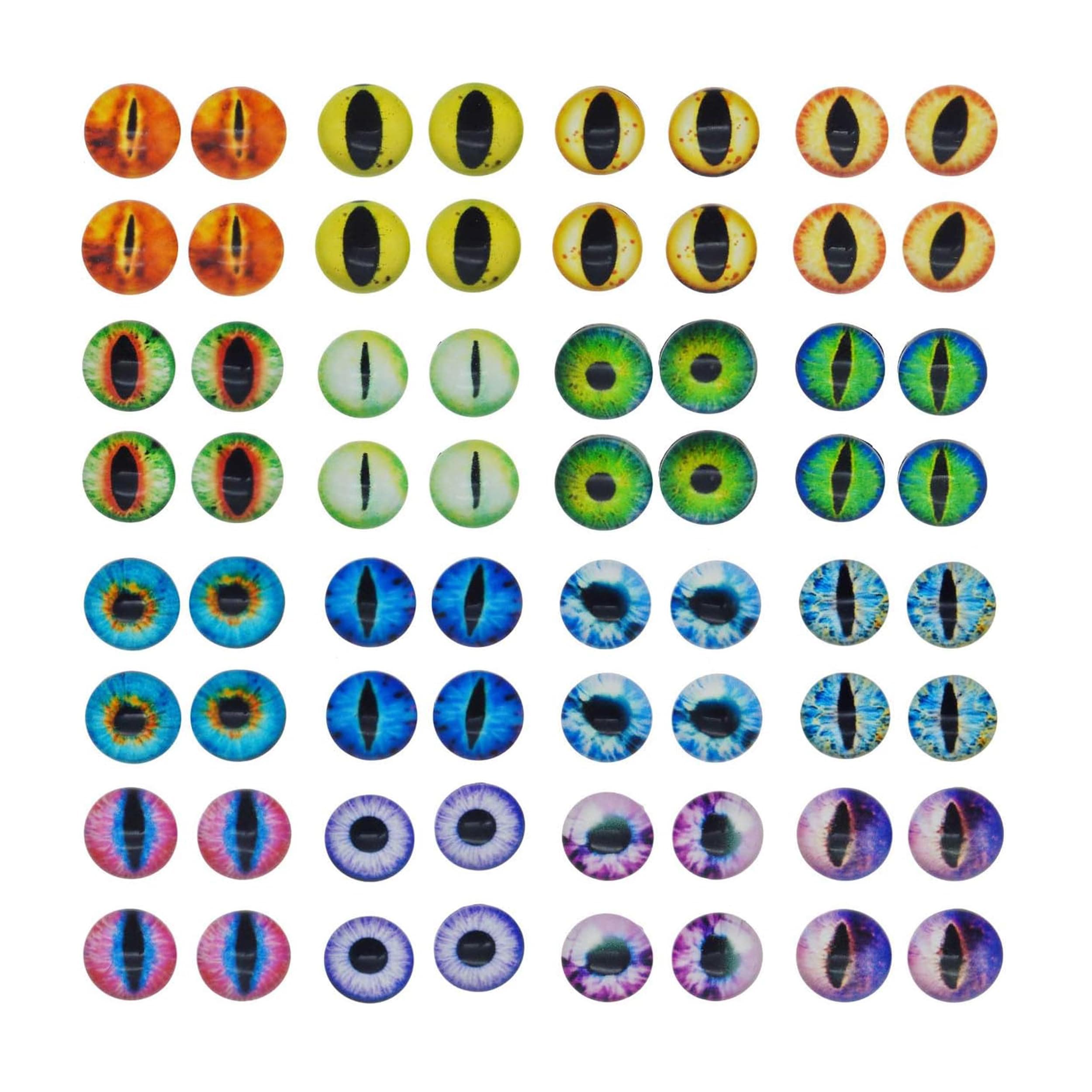 Julie Wang 50PCS 6MM Glass Dragon Eyes Small Flatback Cabochon Cameo for Jewelry Crafts Making Supplies Tiny Size 0.24inches