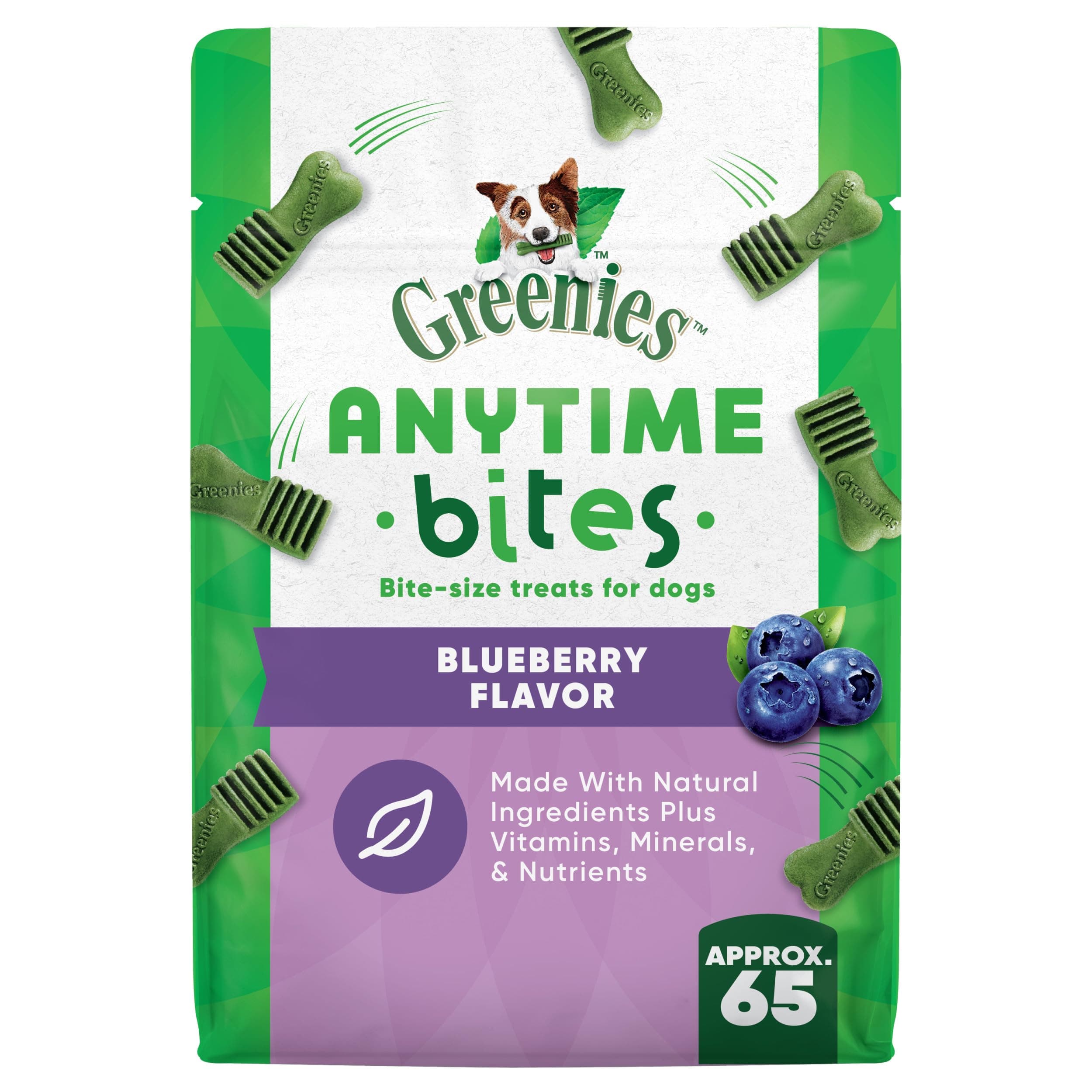 Greenies Anytime Bites Dog Treats, Blueberry Flavor, Dog Training Treats, 10.3 oz. Bag