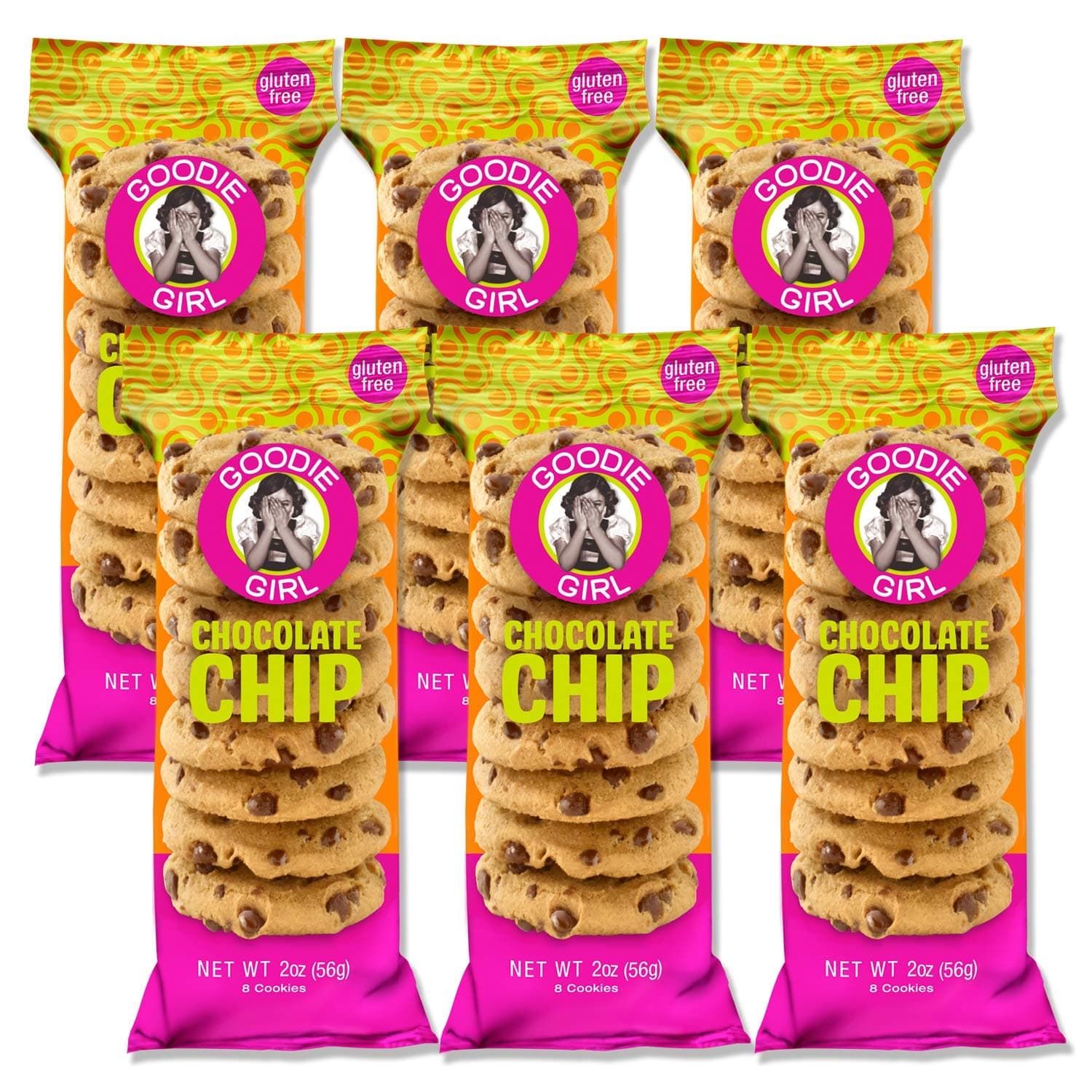 Goodie Girl Cookies, Chocolate Chip Gluten Free Cookies, Individual Snack Packs, Peanut Free and Kosher (2oz Bag, Pack of 6)