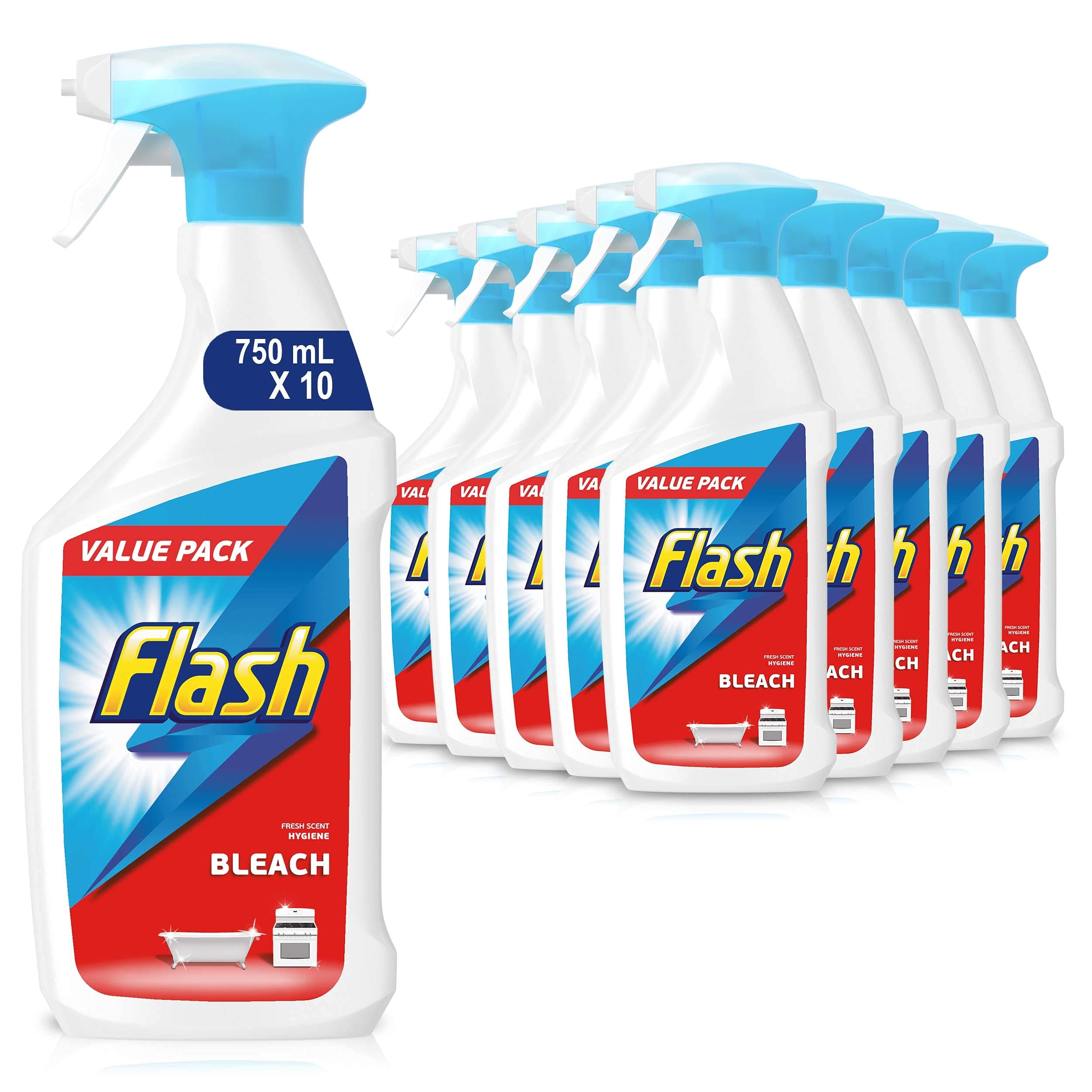 Multi Purpose Bleach Spray, Floor Cleaner & Grease Remover, Fresh, 7.5 Litres (750 ml x 10)