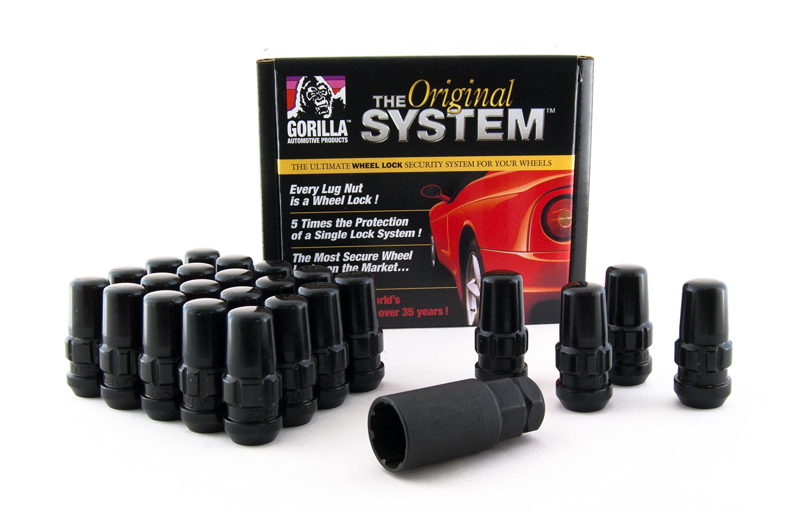 Gorilla Automotive 76644NBC Black 14mm x 1.50 Thread Size Chrome Finish Duplex Acorn Wheel Lock with 6-Lug Nut, (Pack of 24)