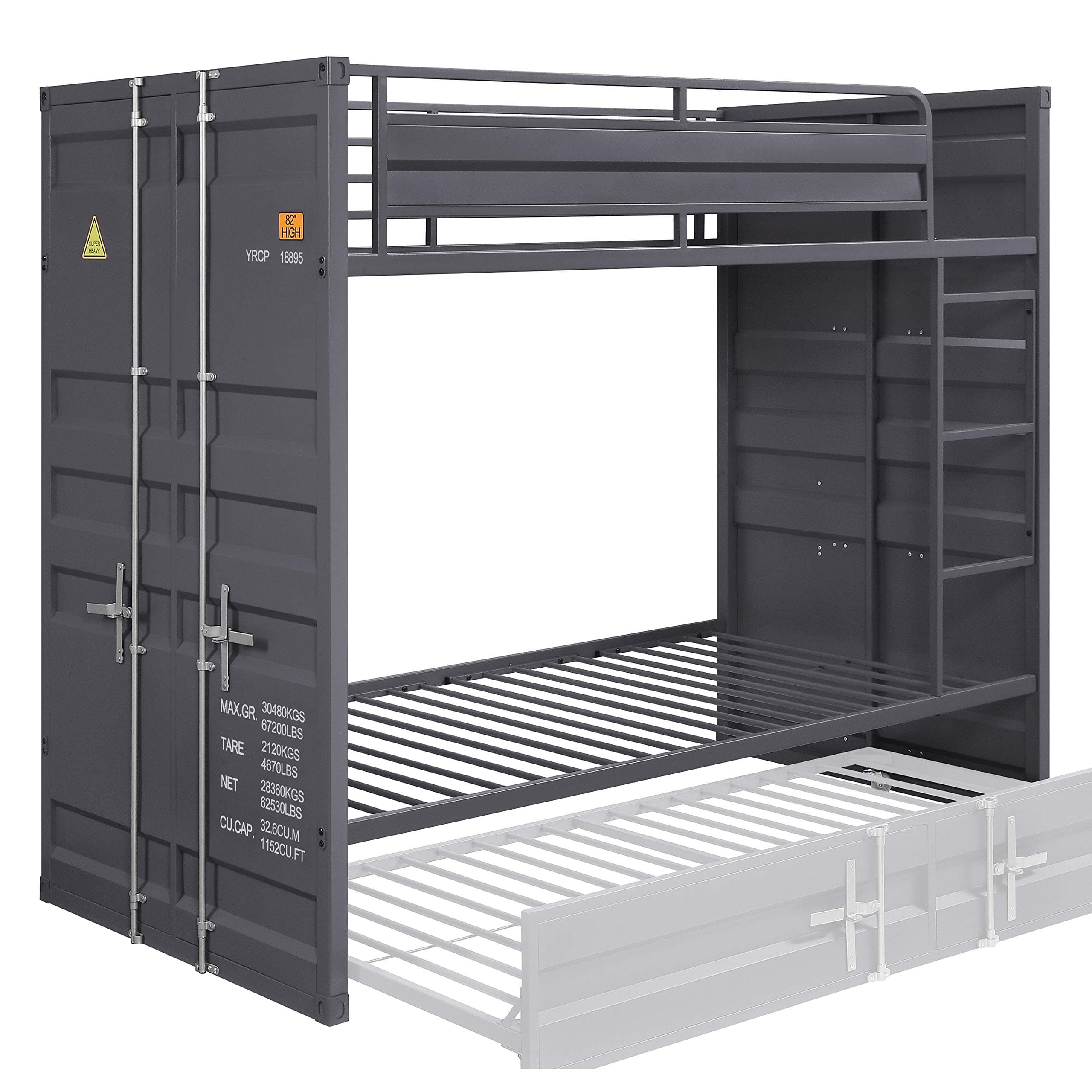 ACHME FURNITURE Cargo Bunk Bed (Twin/Twin) - - Gunmetal