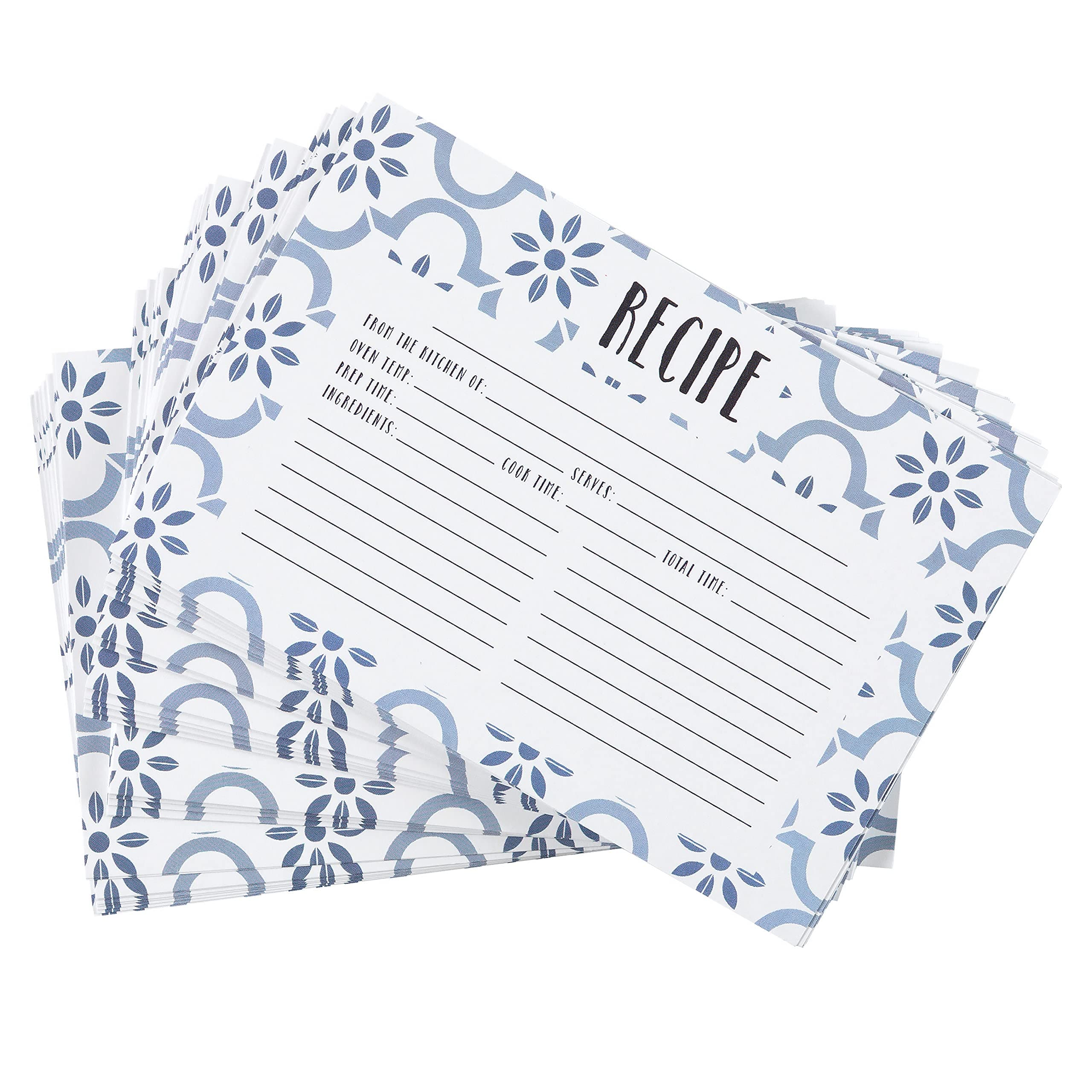 C.R Gibson Q12-24018 Double Sided Recipe Cards, 40pcs, 4'' W x 6'' L, True Blue