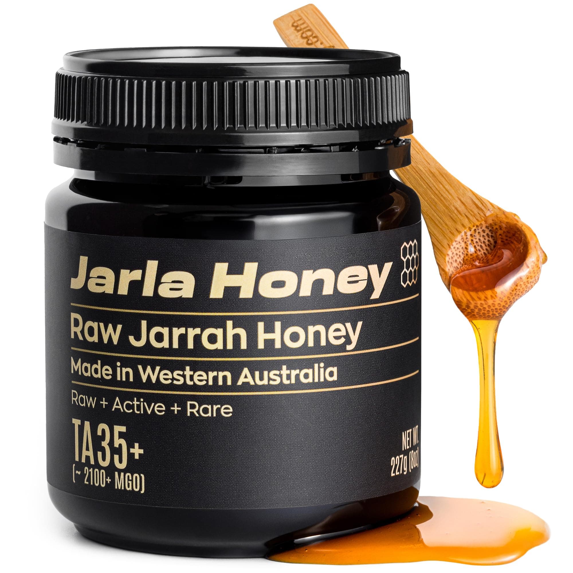Jarla Honey Australian Jarrah Honey TA35+ = Manuka MGO 2100+ | Low GI | Stronger than Manuka Honey | Raw Cold Pressed Unfiltered | From Ancient Forests of Western Australia (8oz/227g)