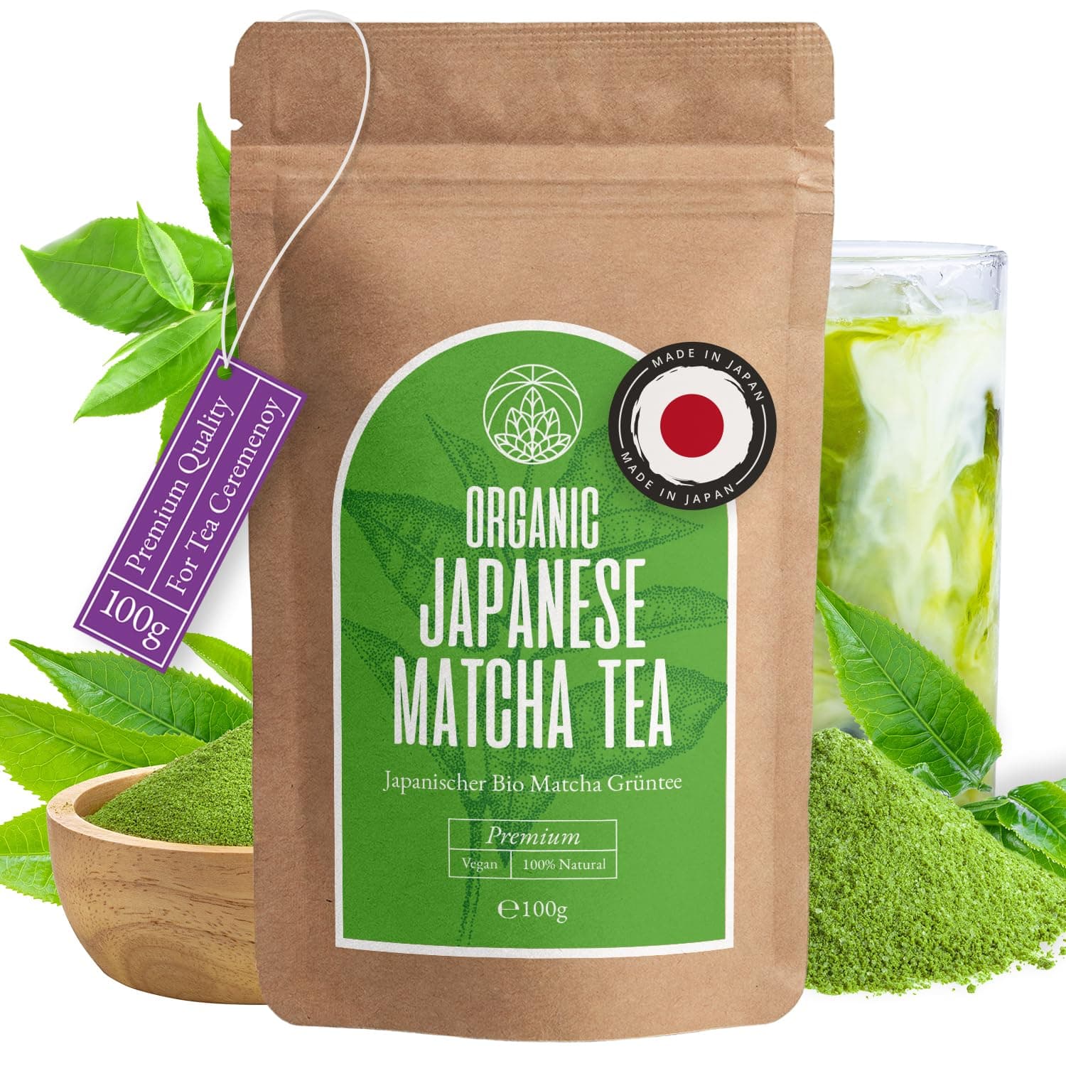 Organic Matcha Powder Monte Nativo (100g) - Matcha Tea Powder - Japanese Macha Without Additives - Healthy alternative to coffee