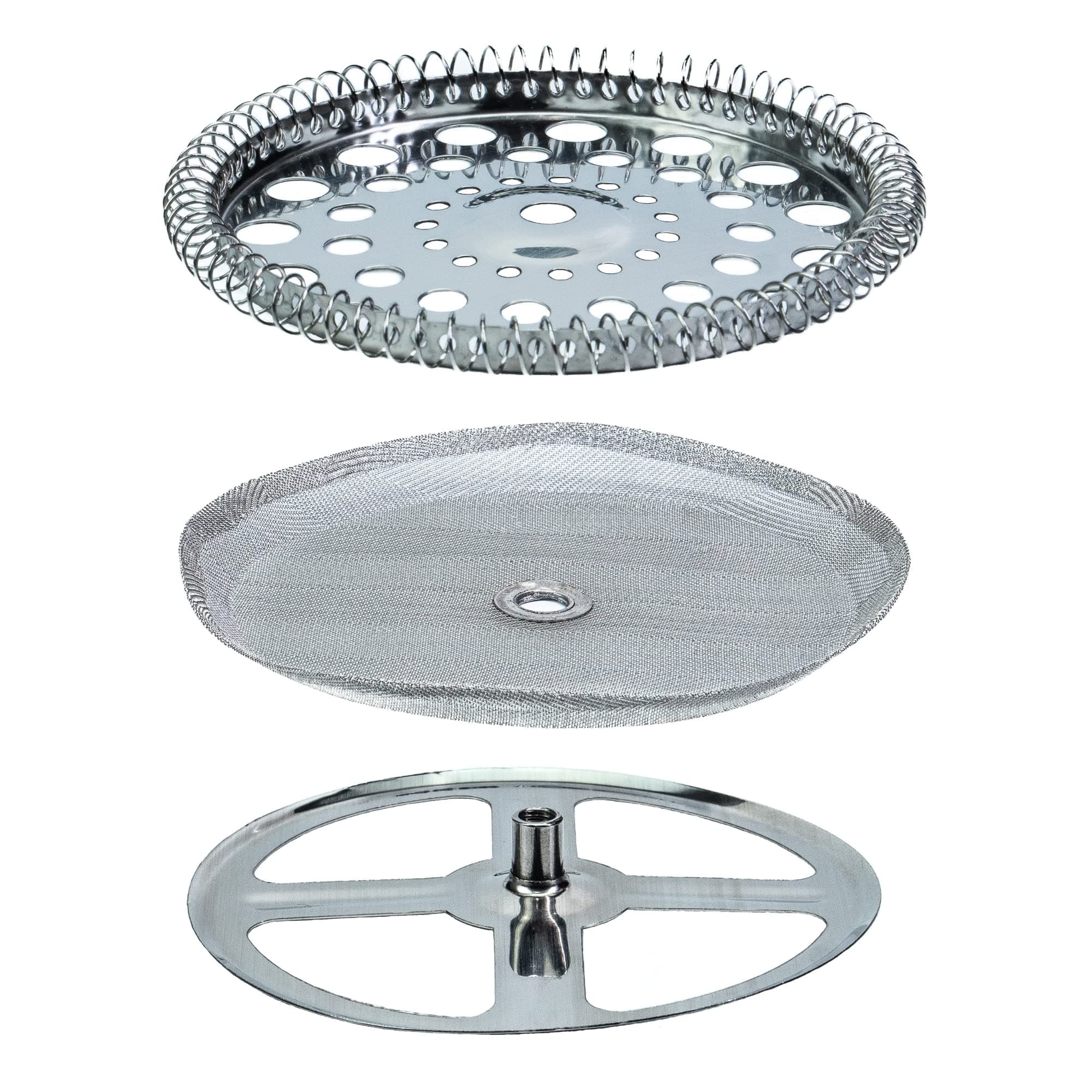 French Press Filter Replacement Parts - 3 Pcs Stainless Steel Set Containing Spiral Disk, Mesh French Press Screen, and Cross Disk for 3.75 Inch Wide French Press