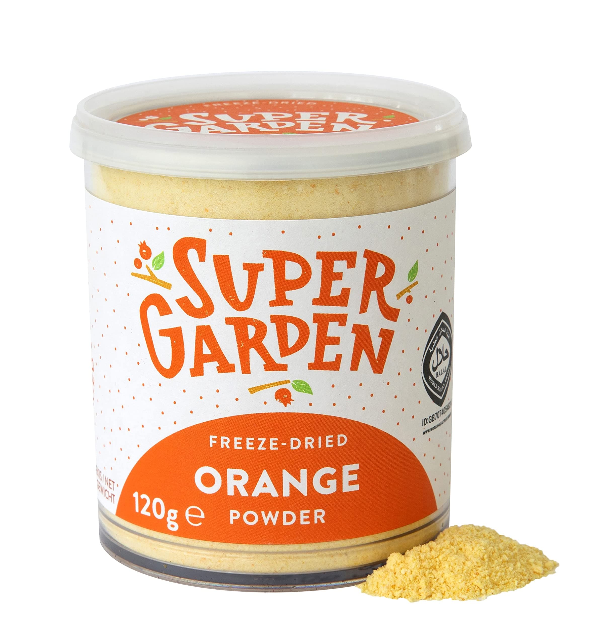 Super Garden Organic Freeze Dried Orange Powder | 100% Natural, Rich in Vitamin C, Bursting with Citrus Flavor | Freeze Dried Fruit Perfect for Smoothies, Baking, and Beverages | 120g