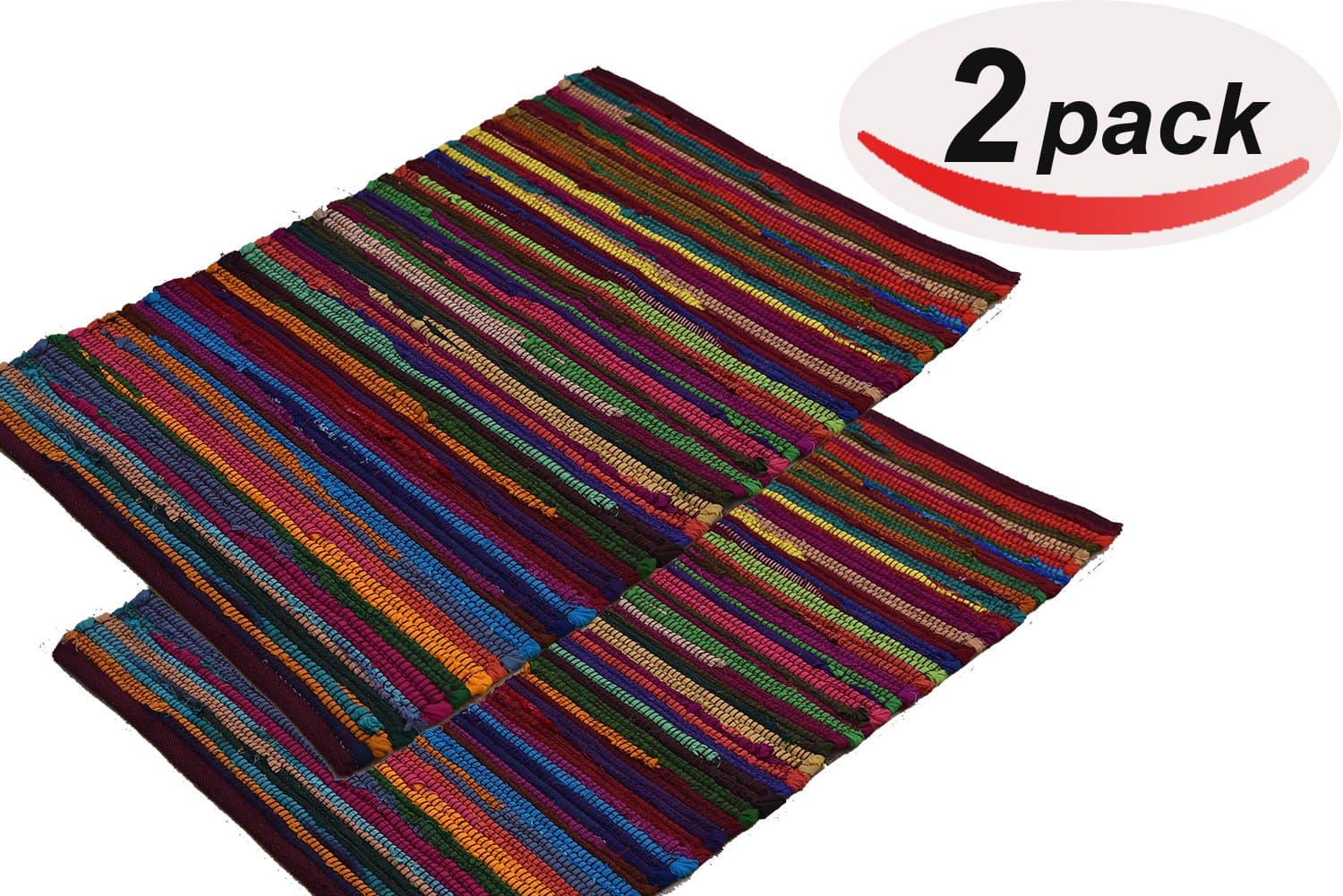 LV RAG RUG SET OF 2 SIZE 20 x 31.5 RED