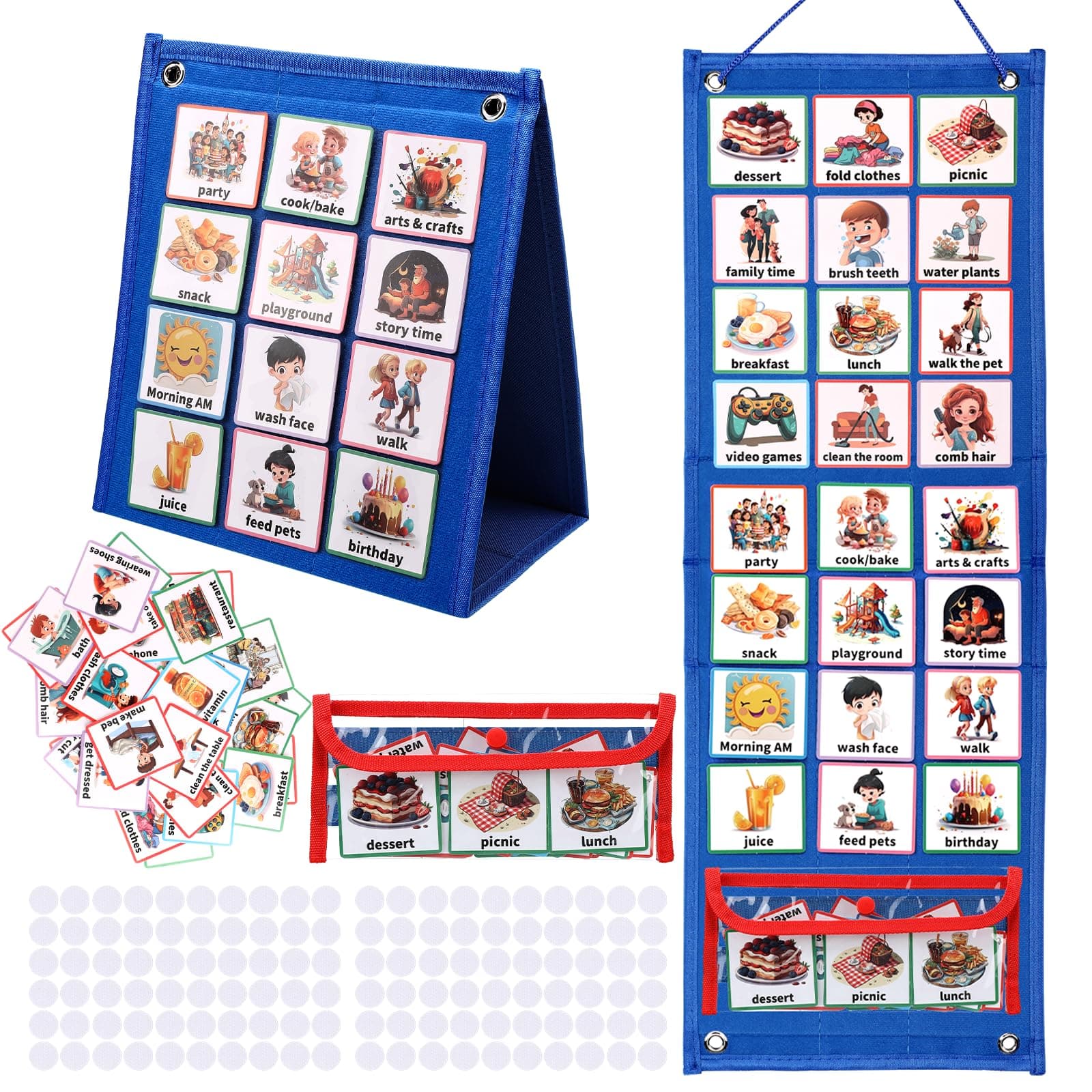 Visual Timetable Children Daily Routine Chart, with 96 pcs Cards and Next Board for Kids, to Support Communication, Daily Routine Chart for Speech and Language, ASD, Autism, Preschool