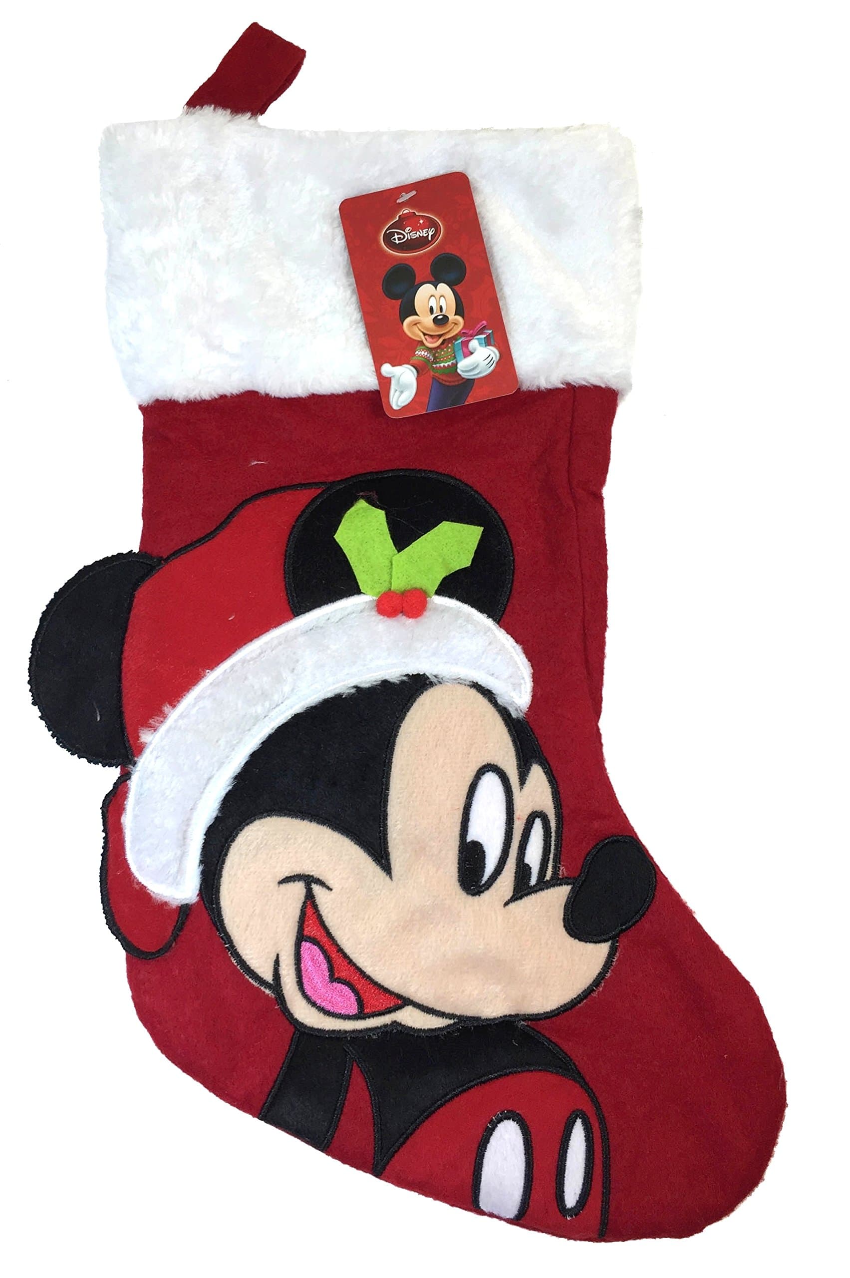 Disney Mickey Mouse Big Face 18" Velour Christmas Stocking with Soft Cuff by Disney