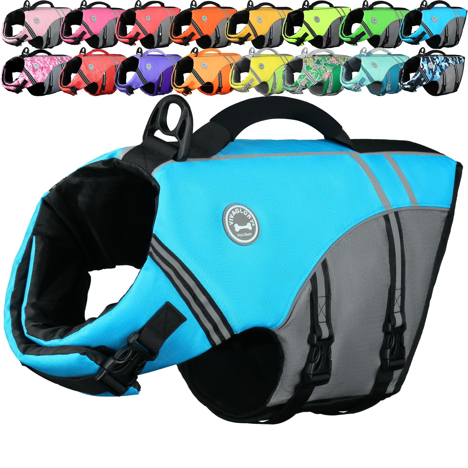 Sports Style Dog Life Vest, Dog Life Jacket for Swimming & Boating, Ripstop & Buoyancy for Puppy Doggy, Lifejacket with Handle, M, Blue