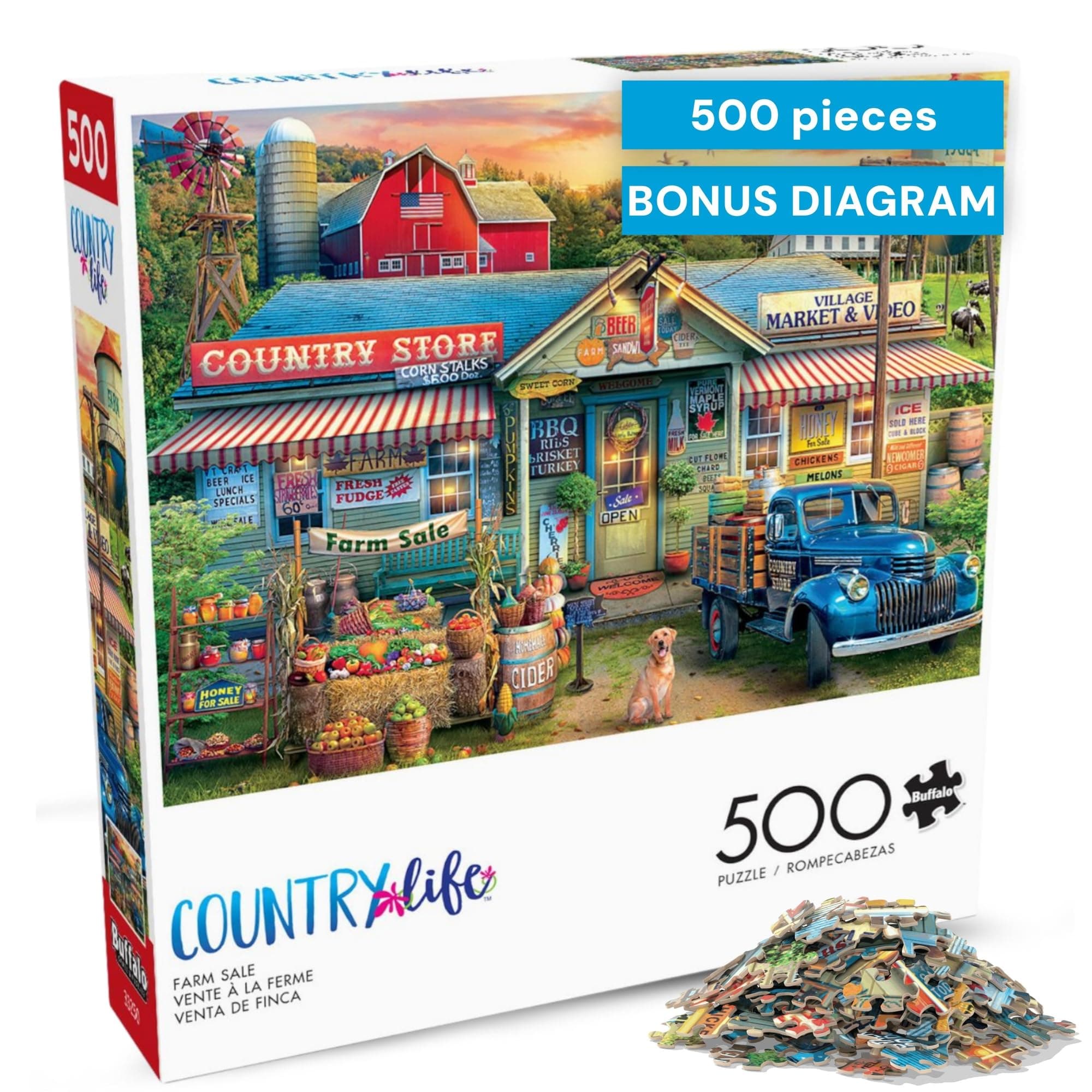 Puzzles for Adults 500 Pieces – Buffalo Games Country Living: Farm Life by Eduard, Nostalgic 500 Piece Jigsaw Puzzle for Adults with Poster, Premium Puzzle Made in The USA