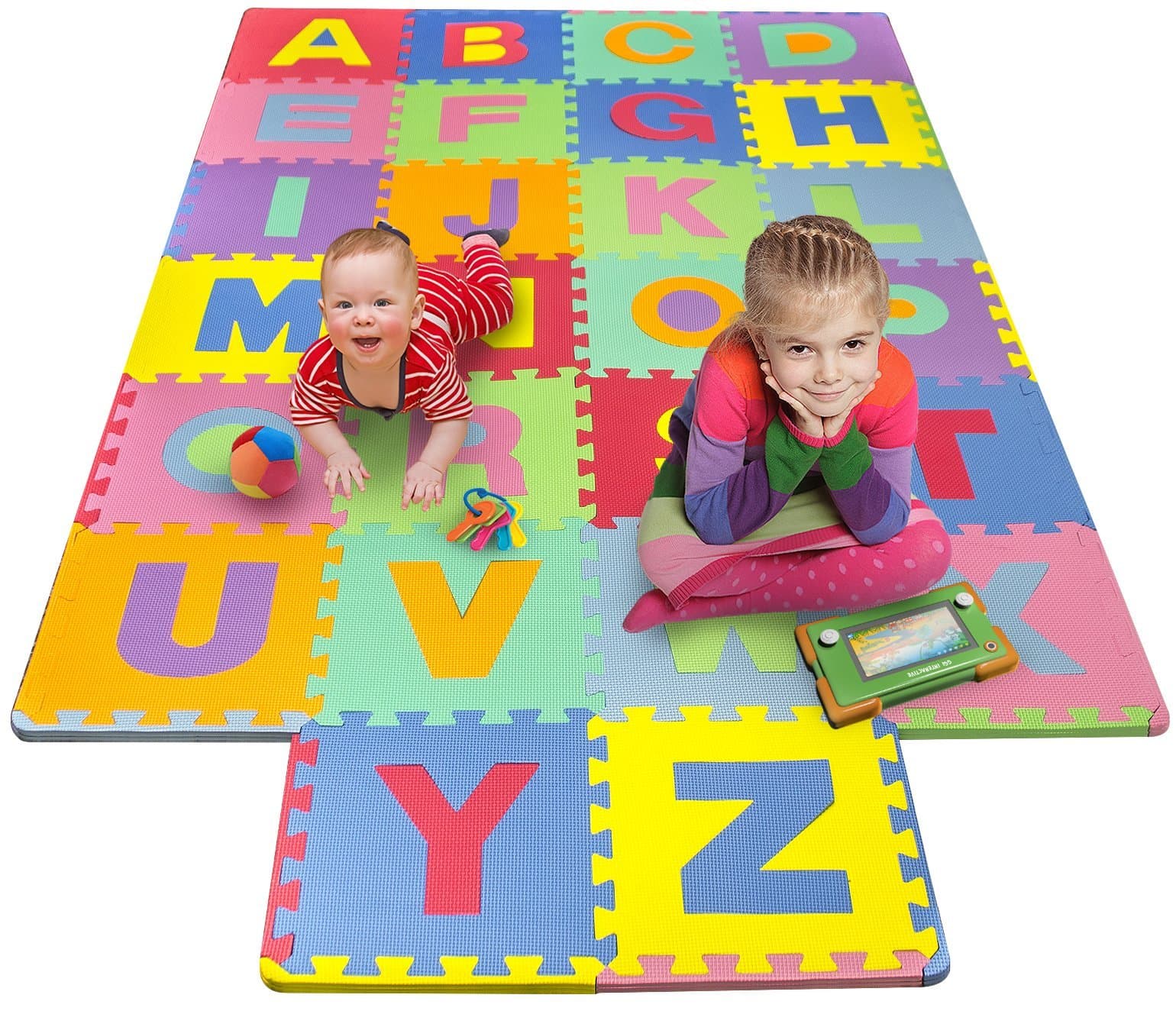 Matney Foam Mat of Alphabet Puzzle Pieces– Great for Kids to Learn and Play – Interlocking Puzzle Pieces