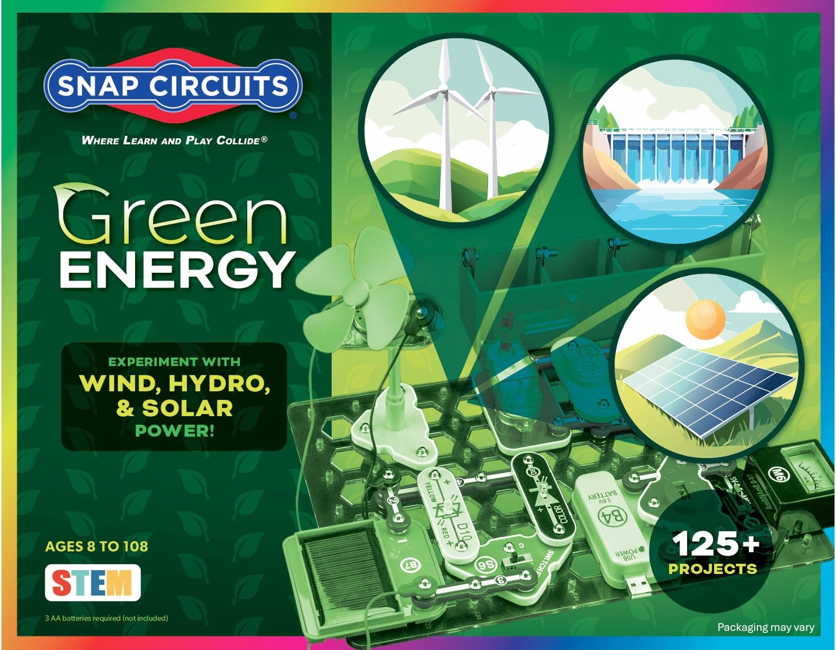Green Energy Electronics Exploration Kit | Over 125 Exciting STEM Projects | Full Color Project Manual | 45+ Snap Circuits Parts | STEM Educational Toys for Kids 8+