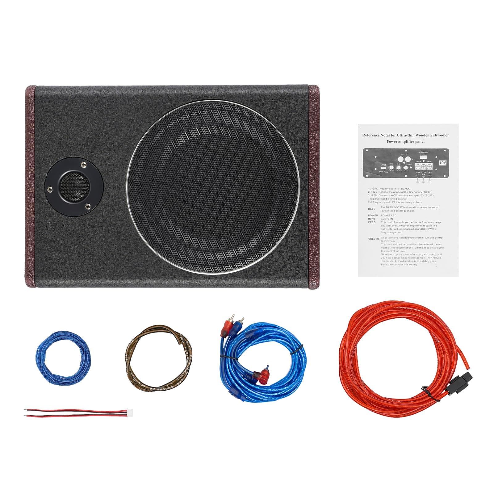 600W Slim Under Seat Subwoofer Audio 8 Inch Flat Car Underseat Audio Sub Bass Box Car Powered Subwoofer Car Stereo for Car and Motorhome