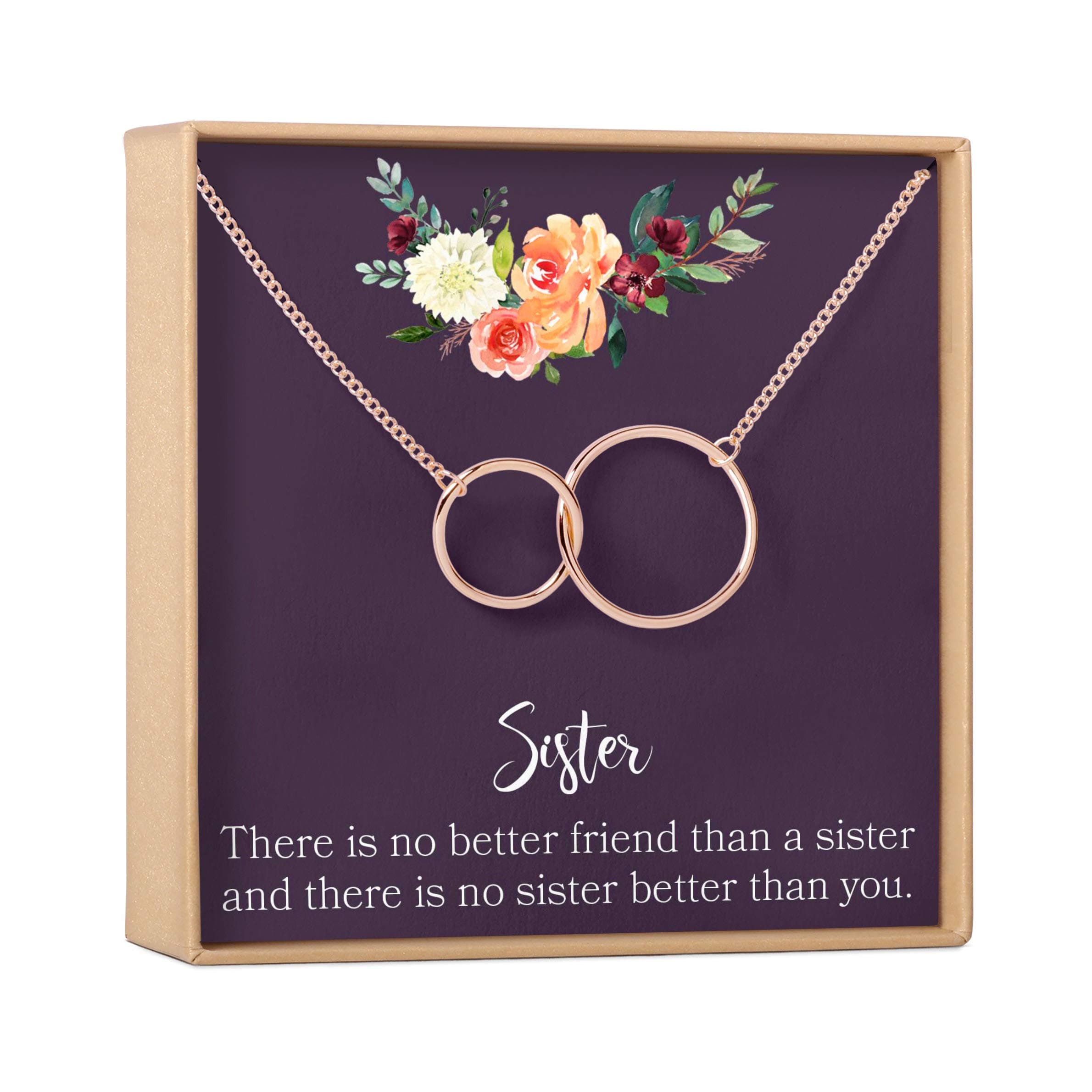 Sisters Gift Necklace: Gift for Sister, Sister Birthday Gift, Big Sister Gift, There Is No Better Friend Than a Sister, 2 Interlocking Circles