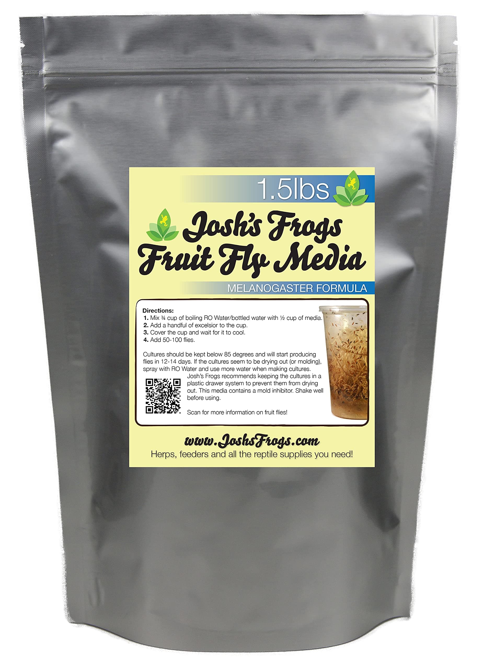 Josh's Frogs The Best MELANOGASTER Fruit Fly Food Media (1.5 lbs/1.35 Quarts - Makes 10 Fruit Fly Cultures)