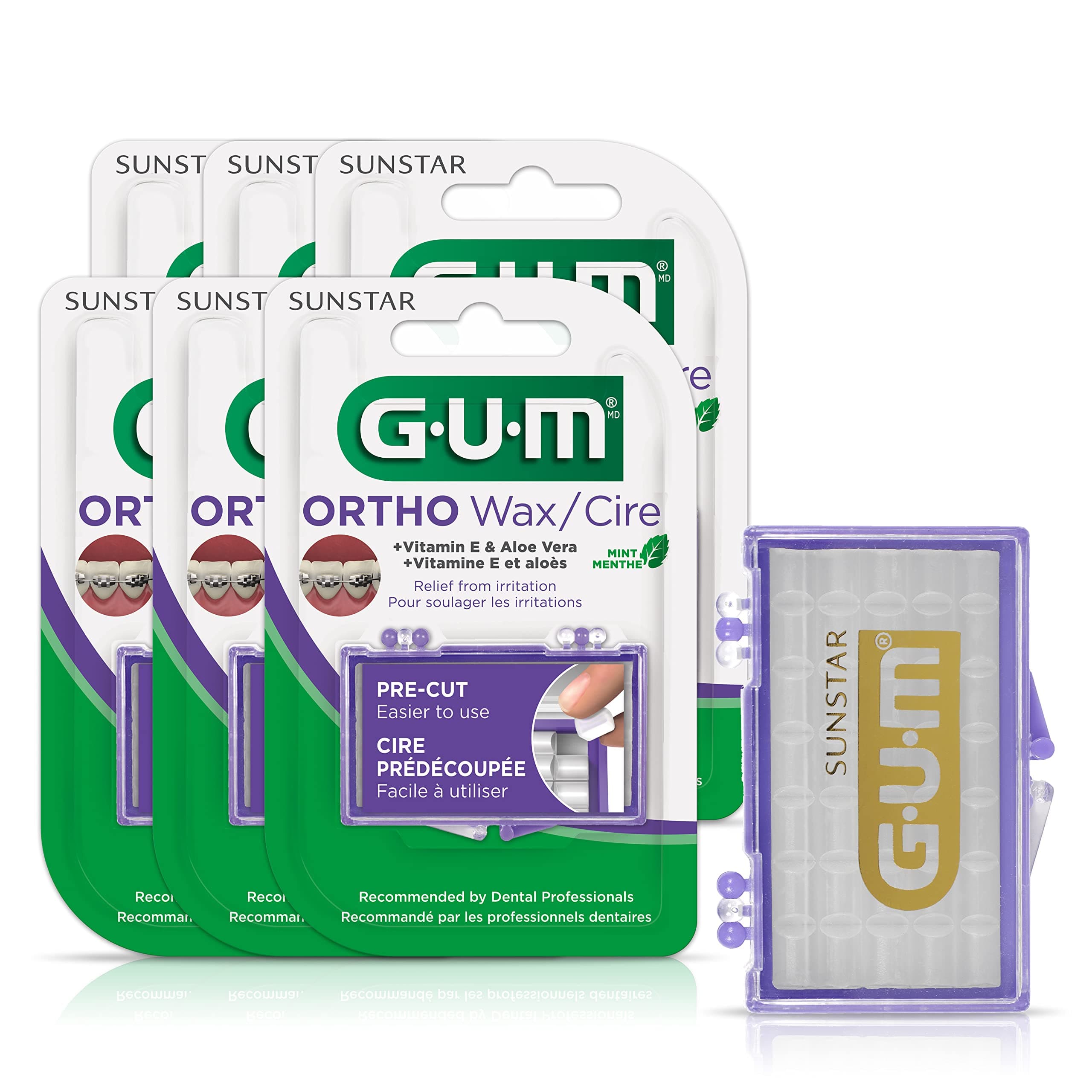 Sunstar Gum Orthodontic Wax For Braces, Mint Flavor (6 X 1 Count) 6 Packages
