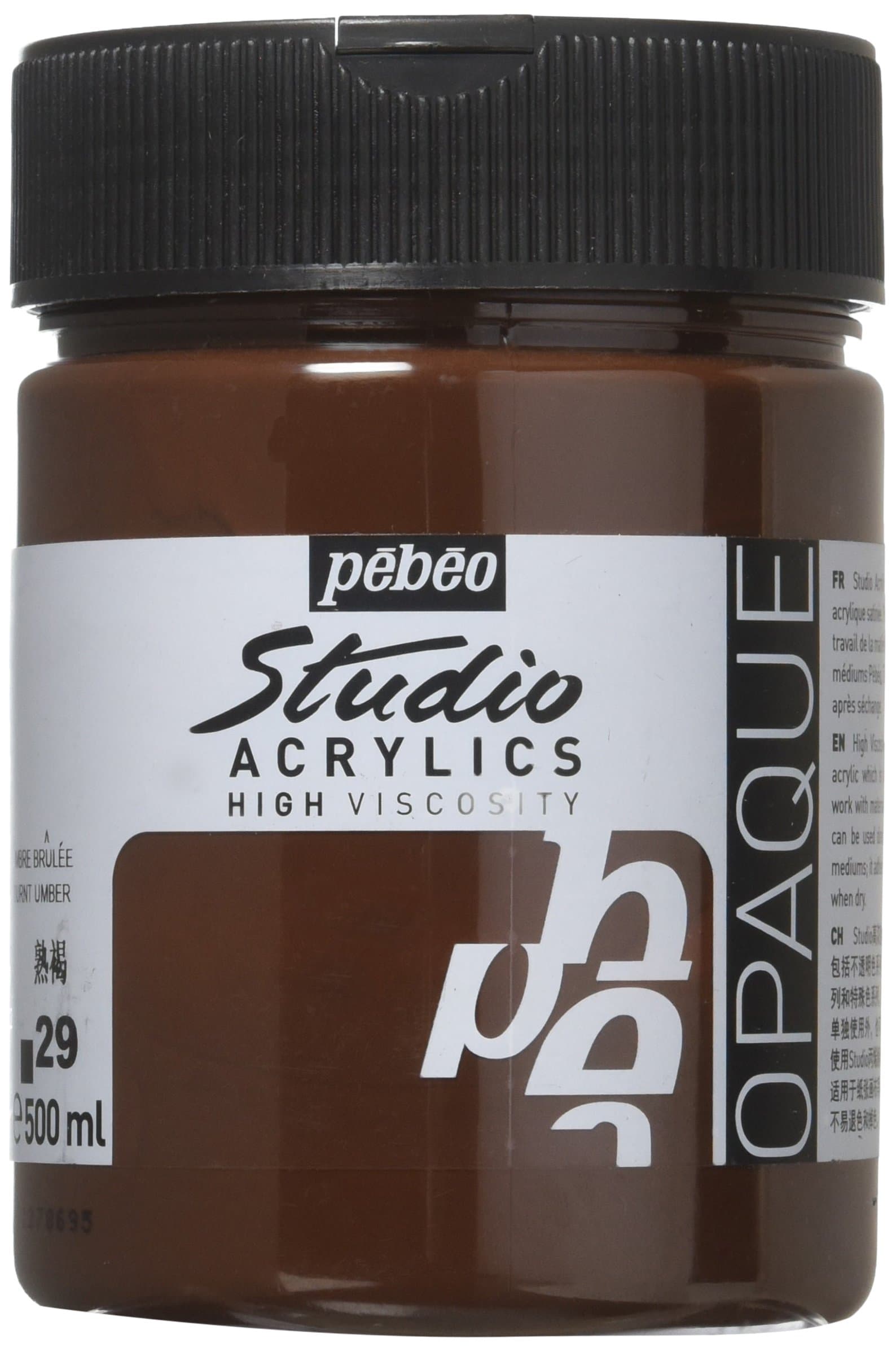 171029C Studio 500ml Acrylic Paint, Burnt Umber, 500 ml Jars, 17 Fl Oz