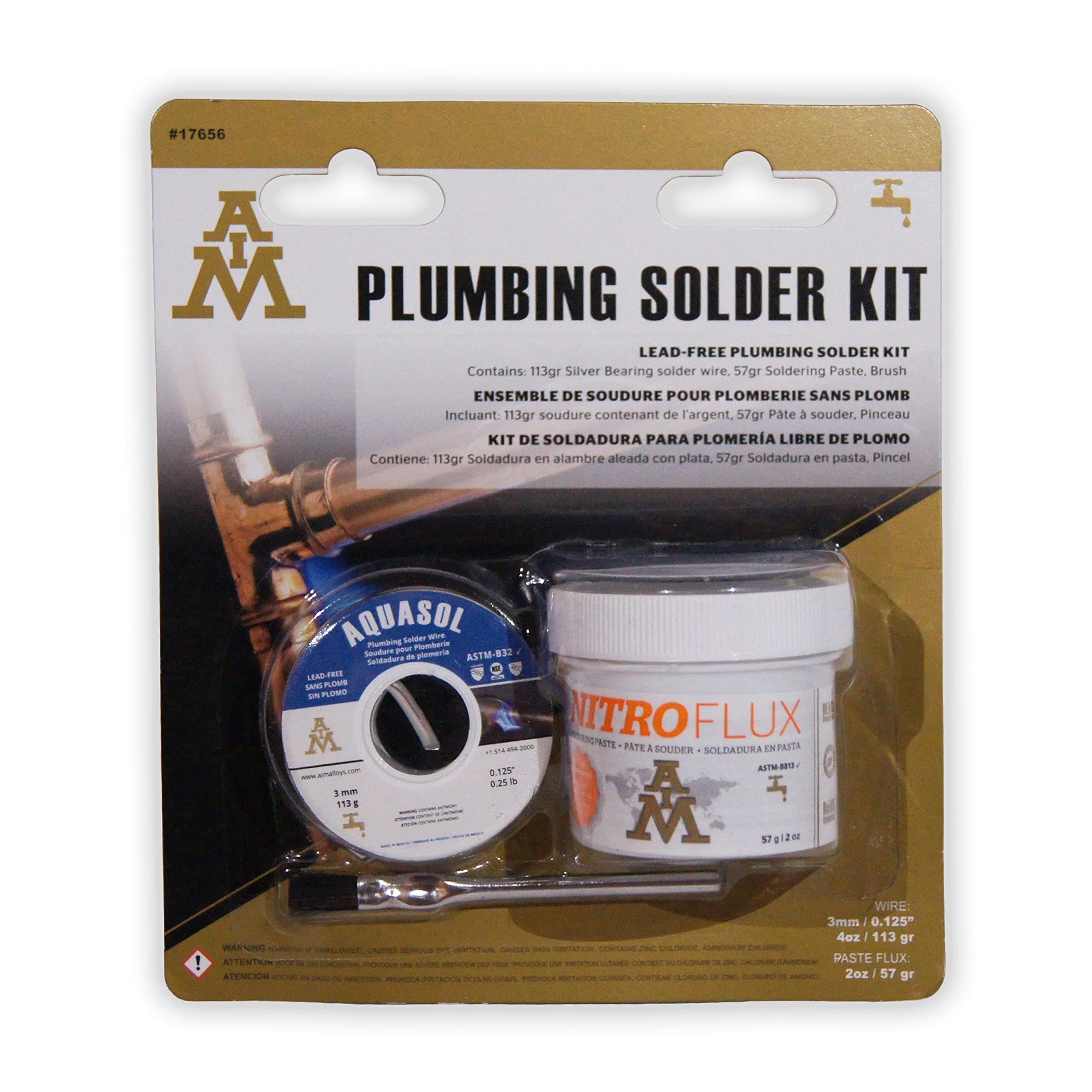 A.I.M. 17656 Aquasol Solder Plumbing Kit Wire, Tin Copper Antimony, Silver Grey