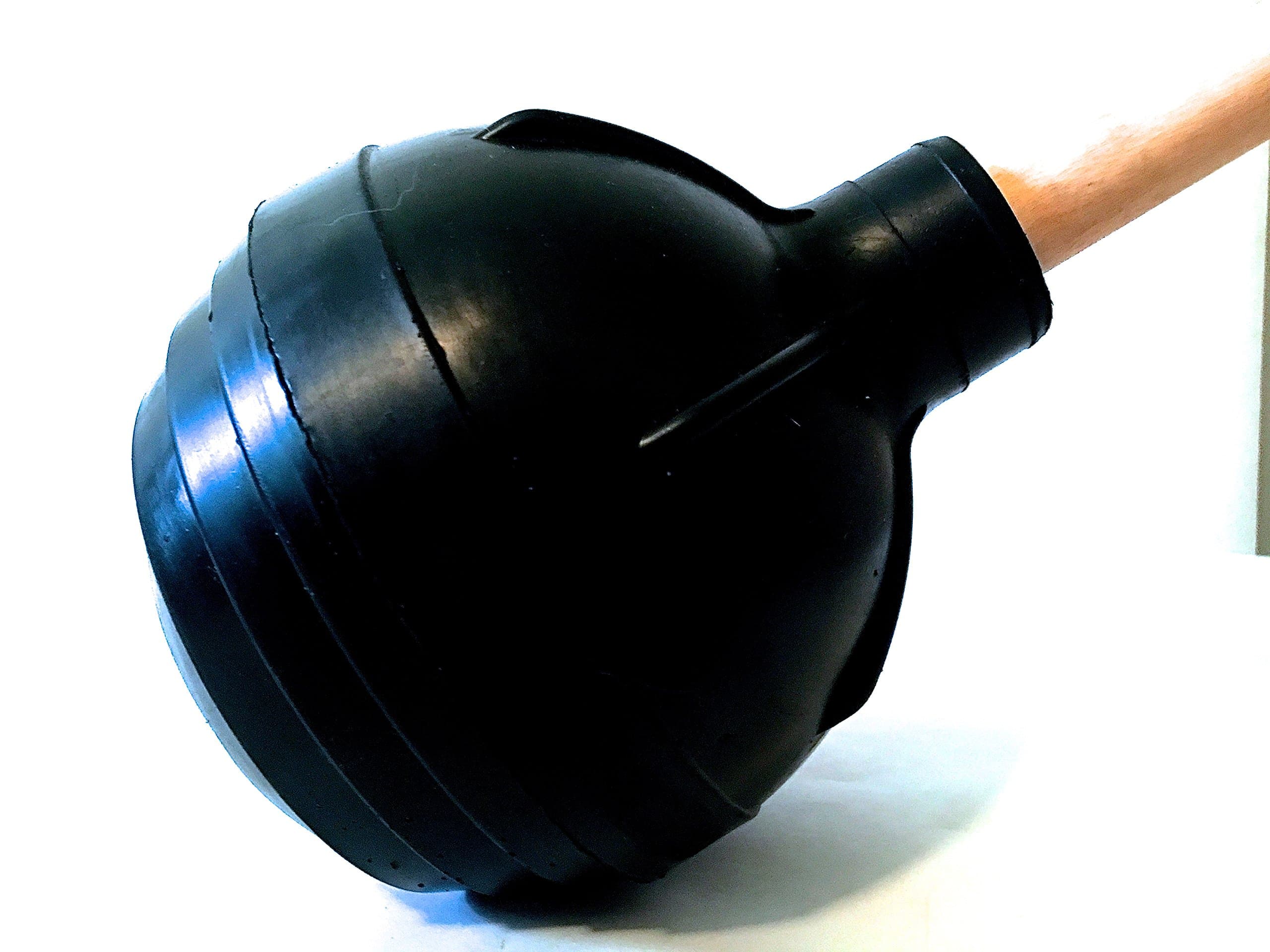Toilet Plunger - made with industrial grade rubber suction cups - flange that forms a seal to rapidly unclog your toilet - Wooden handle, makes it one of the best performing plungers for toilets.