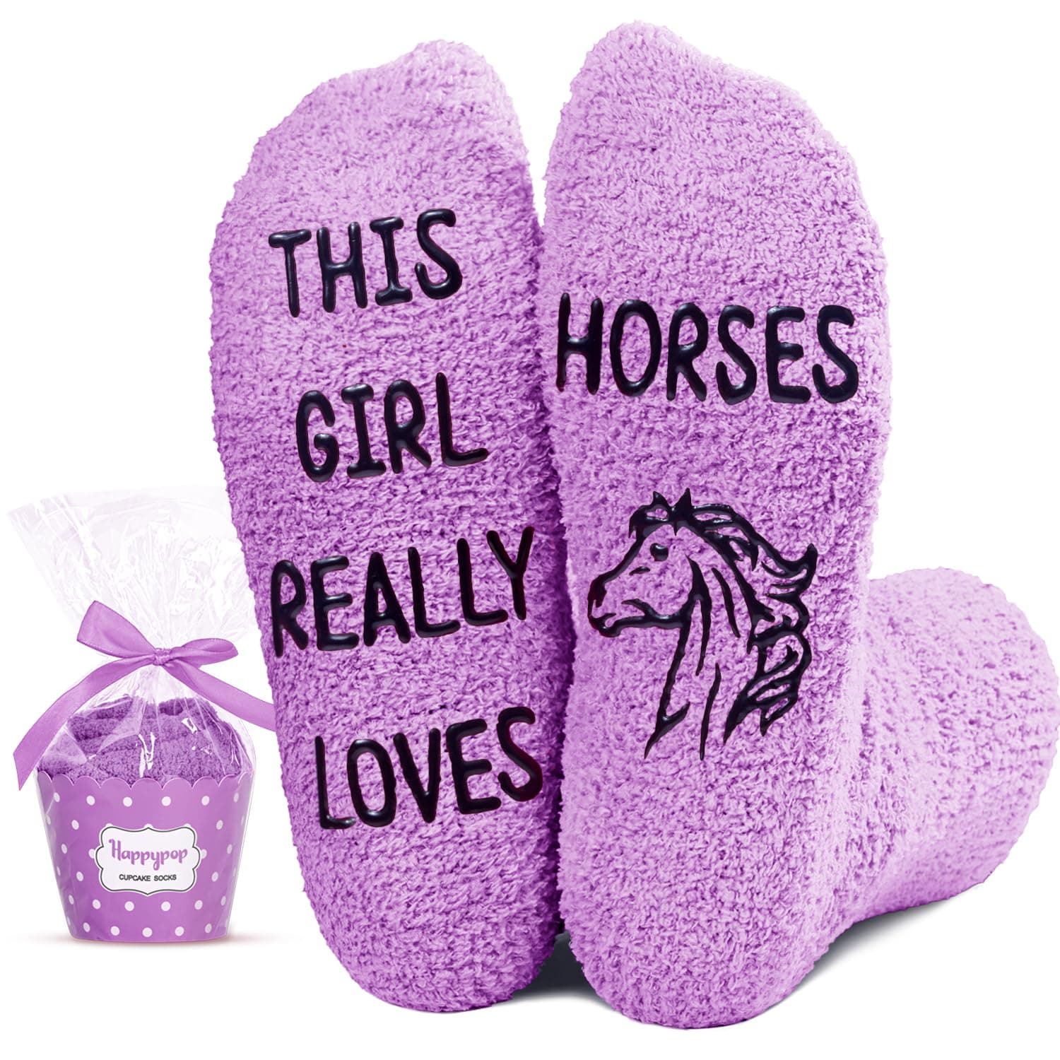 HAPPYPOP Novelty Animal Gifts for Women - Fuzzy Cow Horse Pig Duck Socks for Animal Lovers