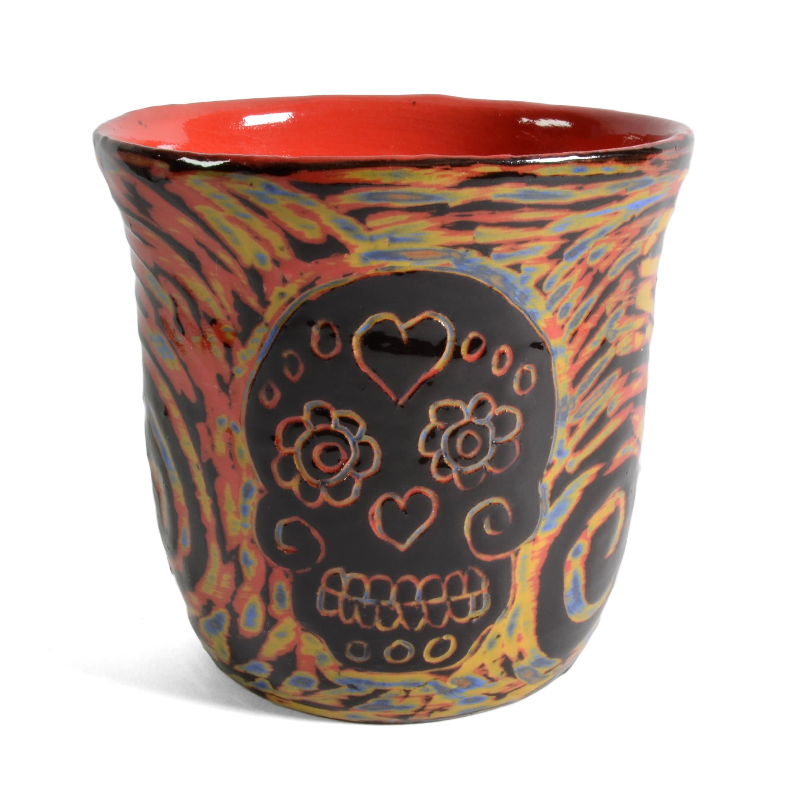 Sugar Skull Tumbler, Red/Multi