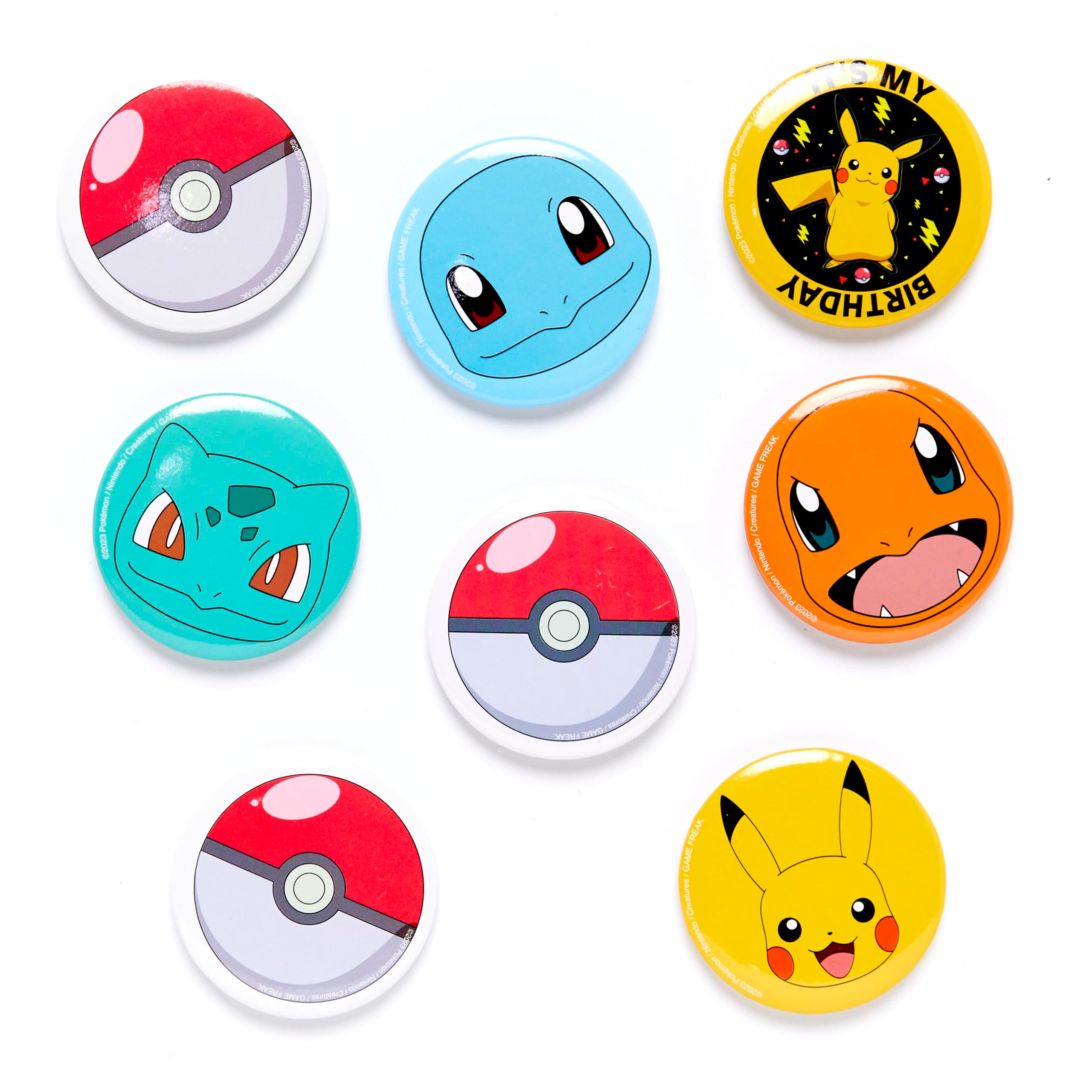 Amscan 9917114 - Pokémon Kids Birthday Party Badges with Backing Card - 8 Pack