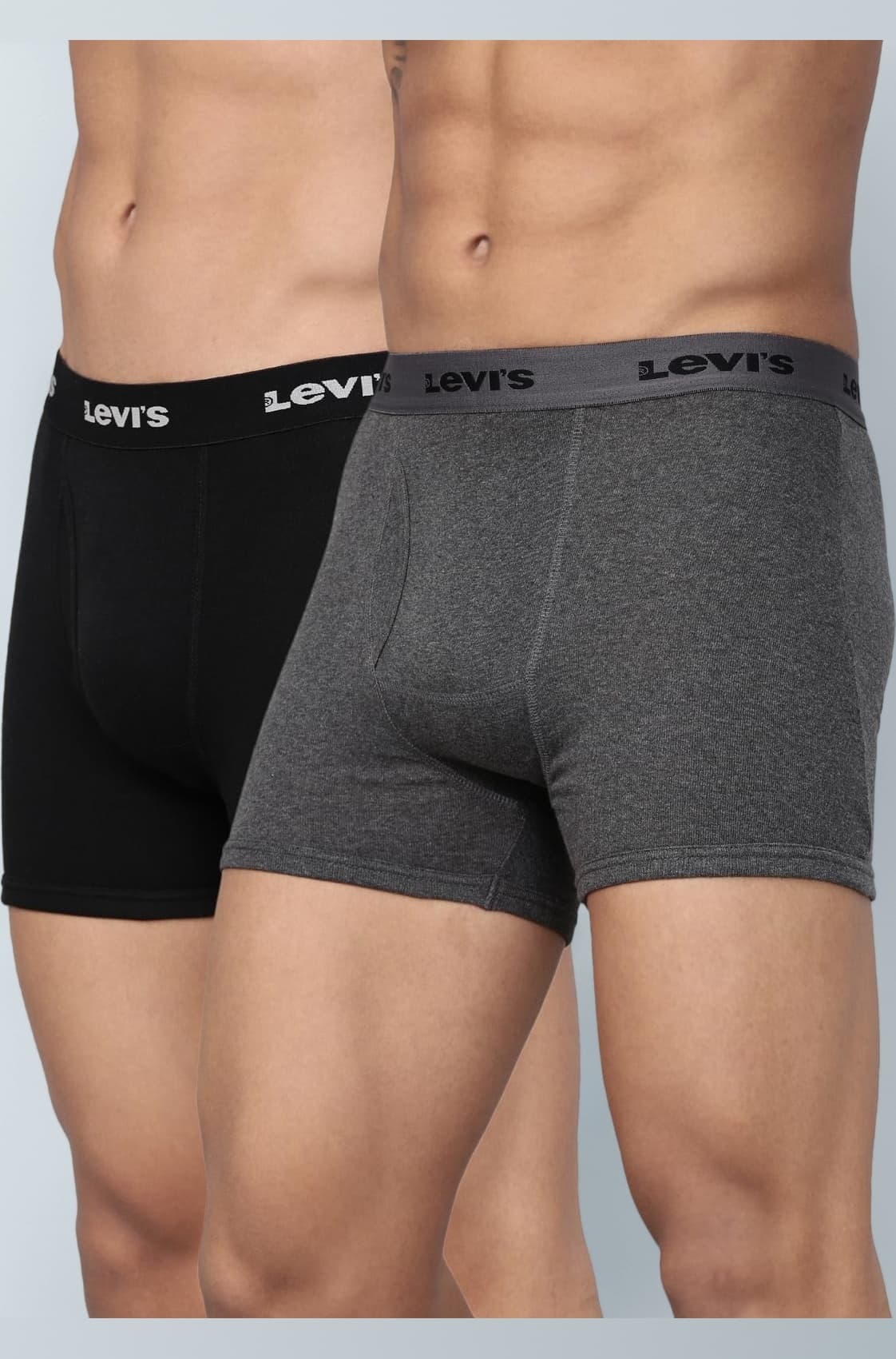 Levi's 001 Men's 100% Pure Cotton Solid Boxer Brief - Mid-Rise, Outer Elastic Waistband (Pack of 2)