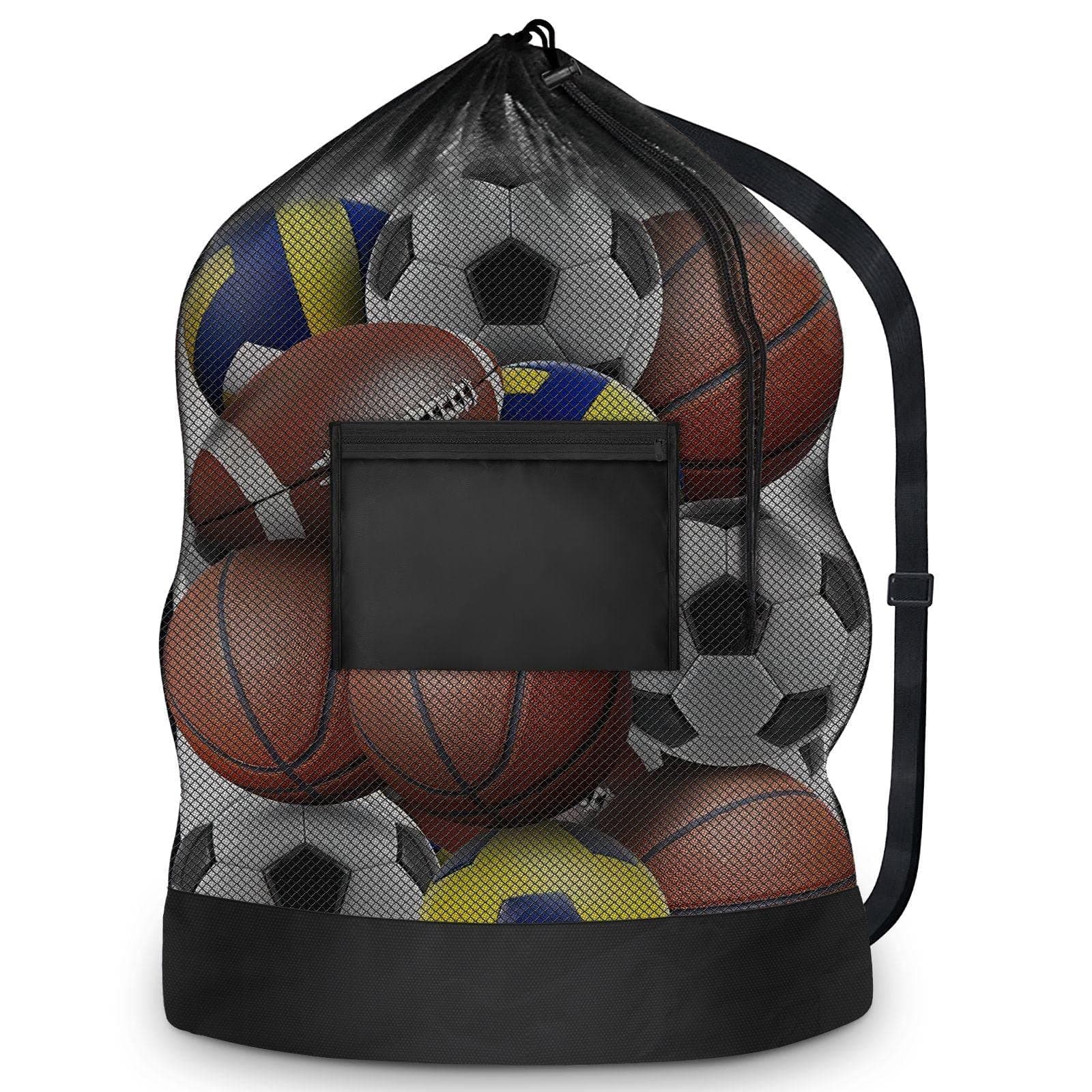 Extra Large Sports Ball Bag - Mesh Soccer Team Balls Bag, Drawstring Sport Equipment Storage for Basketball, Beach Cloth and Swimming Gears