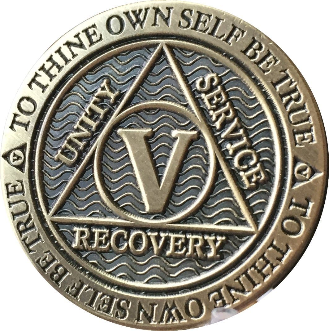 Recoverychip 5 Year AA Medallion Reflex Antique Chocolate Bronze Chip