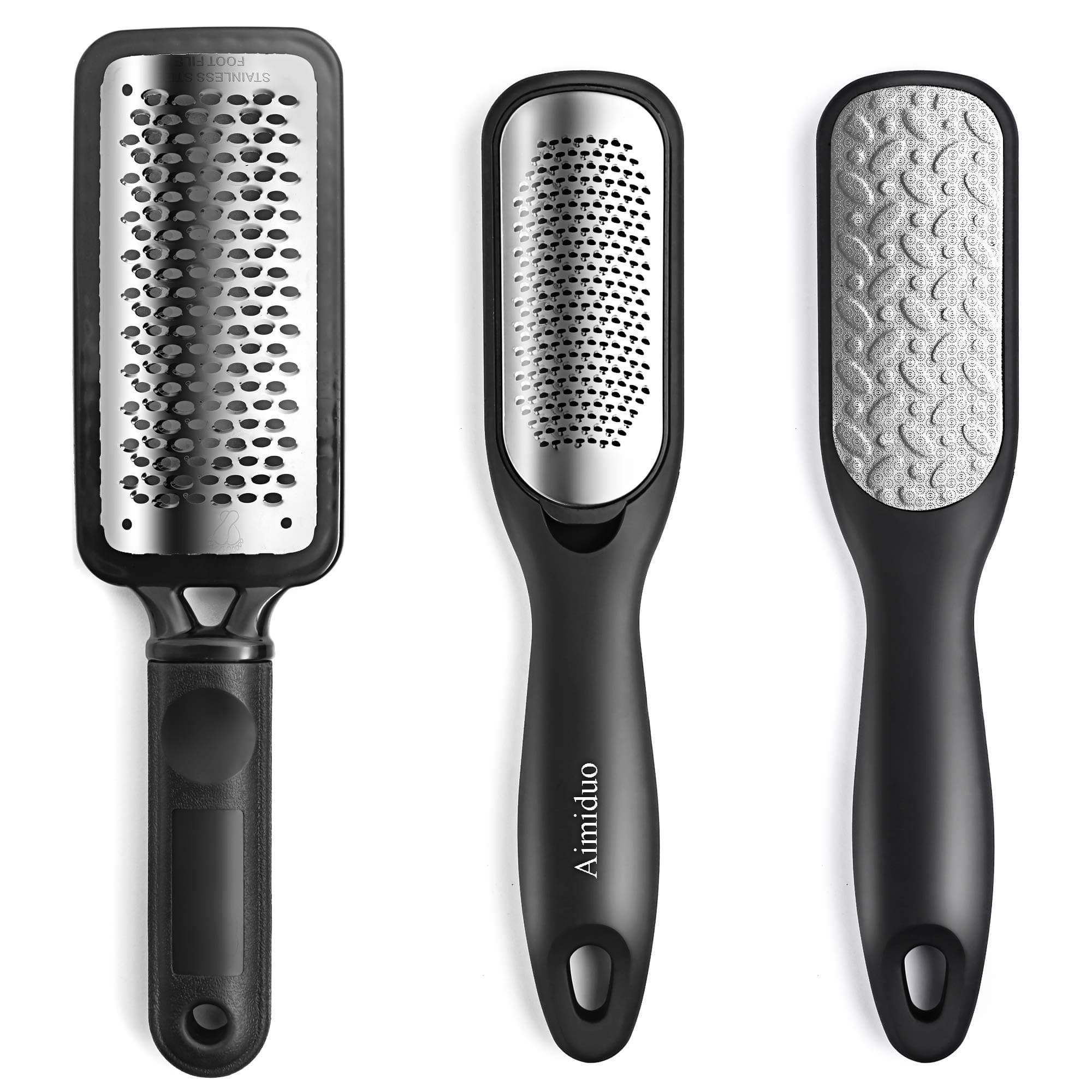 Foot File Callus Remover,Colossal Foot Rasp and Professional Foot Scrubber Pedicure Kit to Remove Hard Skin for Wet and Dry Feet,Surgical Grade Stainless Steel File (black and silvery)