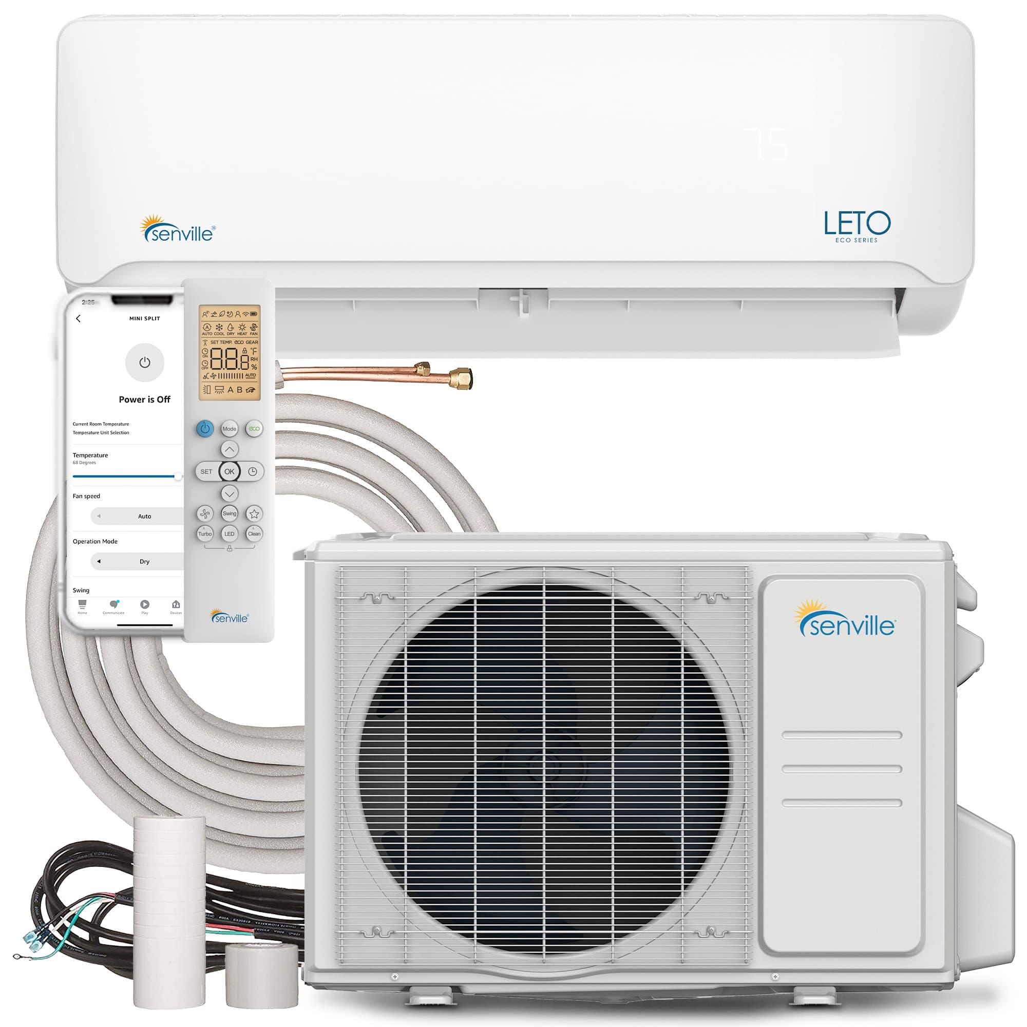 Senville LETO Series Mini Split Air Conditioner Heat Pump 36000 BTU 208/230V Inverter for Alexa 3 Ton White