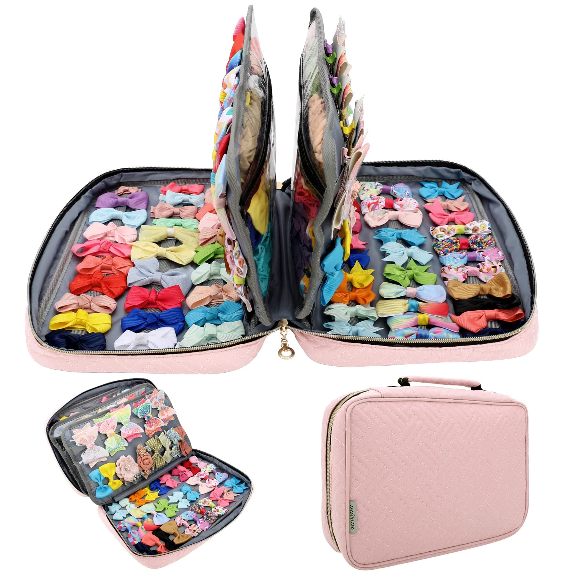 MICOM Hair Accessory Storage Bag For Baby Girls, Organizer, Multifunctional Carrying Case for Display Hair Clips, Headbands, Scrunchies, Travel Storage Bag