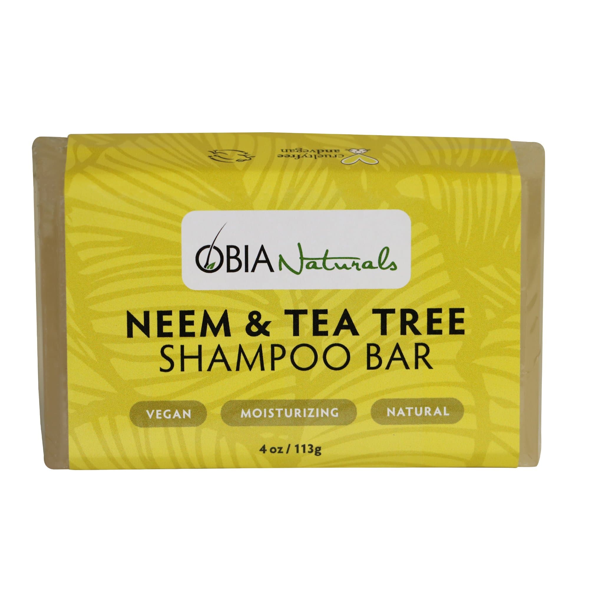OBIA Naturals Neem Oil & Tea Tree Oil Solid Shampoo Bar for All Hair Types - Vegan, Sulfate Free, Silicone Free, Paraben Free, Phthalate Free, Eco-Friendly; Handmade in USA, 4 oz