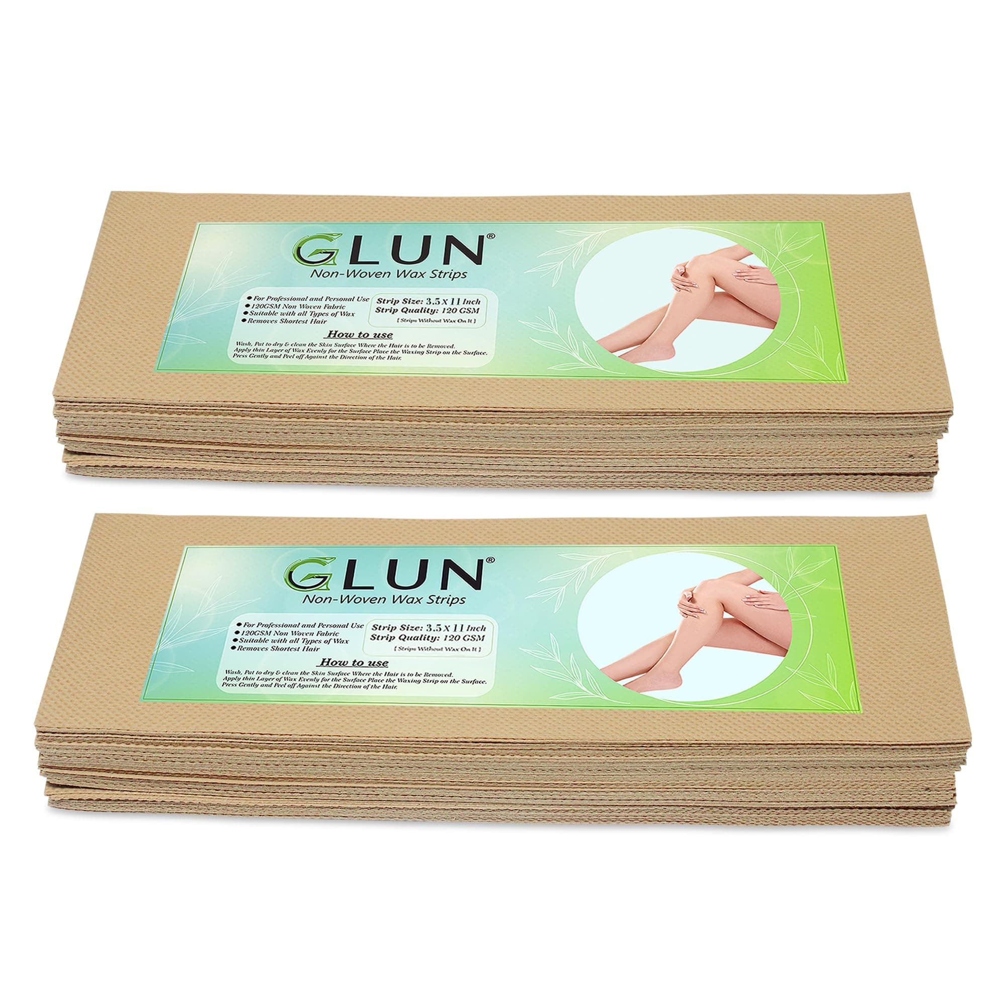 GLUN Women Wax Strips For Smooth Skin Without Wax, 140 Pieces Beige Strips, Hair-Free Skin, Gentle And Effective Hair Removal Nonwoven Strips, Pack Of 2