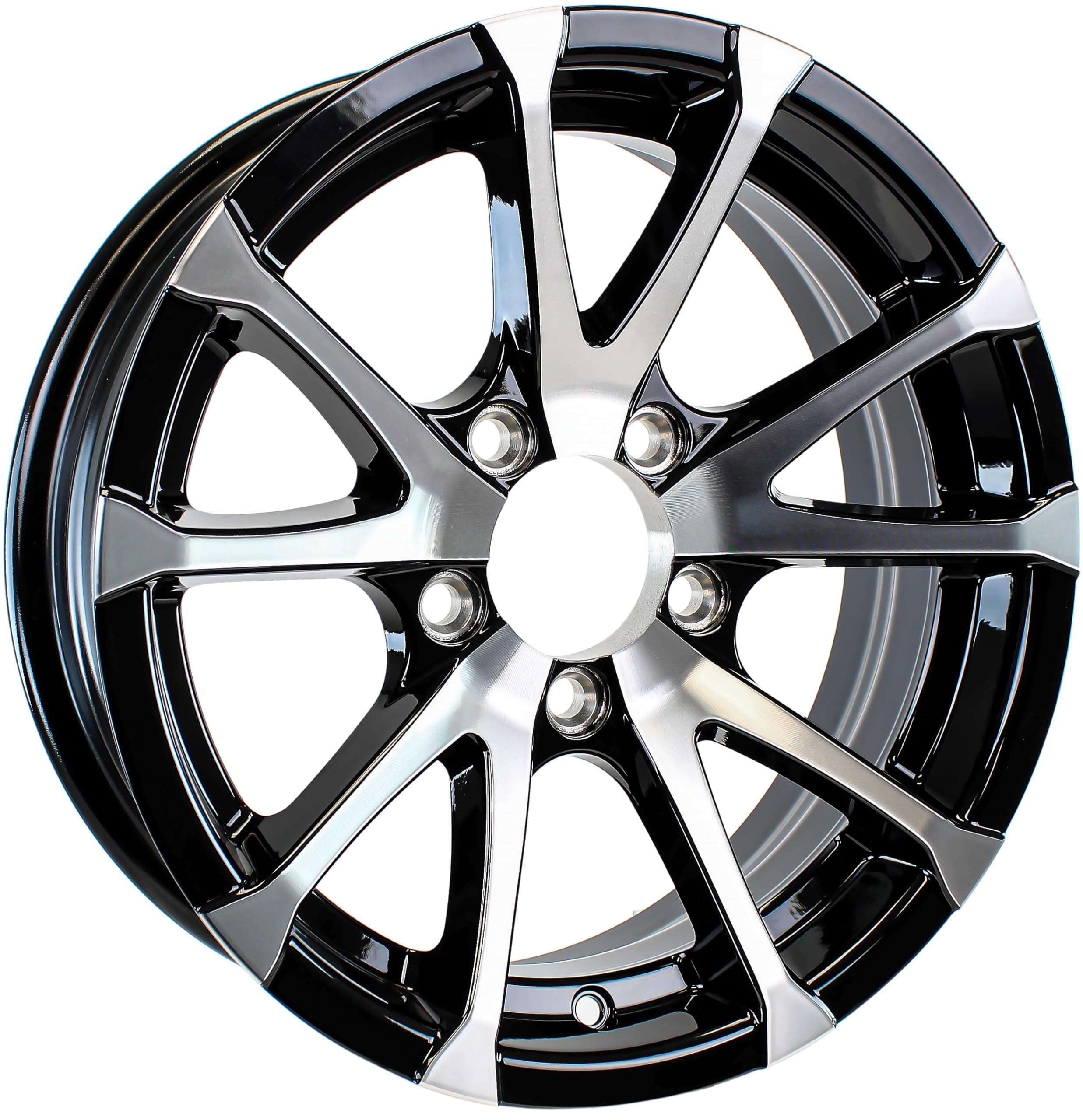 eCustomrim Aluminum Trailer Wheel 15X5 15 Inch Rim Black and Machined 5 Lug Avalanche