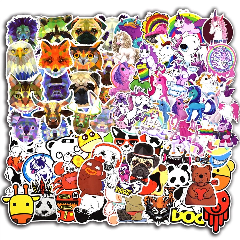 Stickers, Laptop Stickers Car Stickers for Skateboard Computer Water Bottles Bumper Waterproof Vinyl Decals Cool Graffiti Stickers Pack (115 Pcs Unicorn and Animals Stickers)