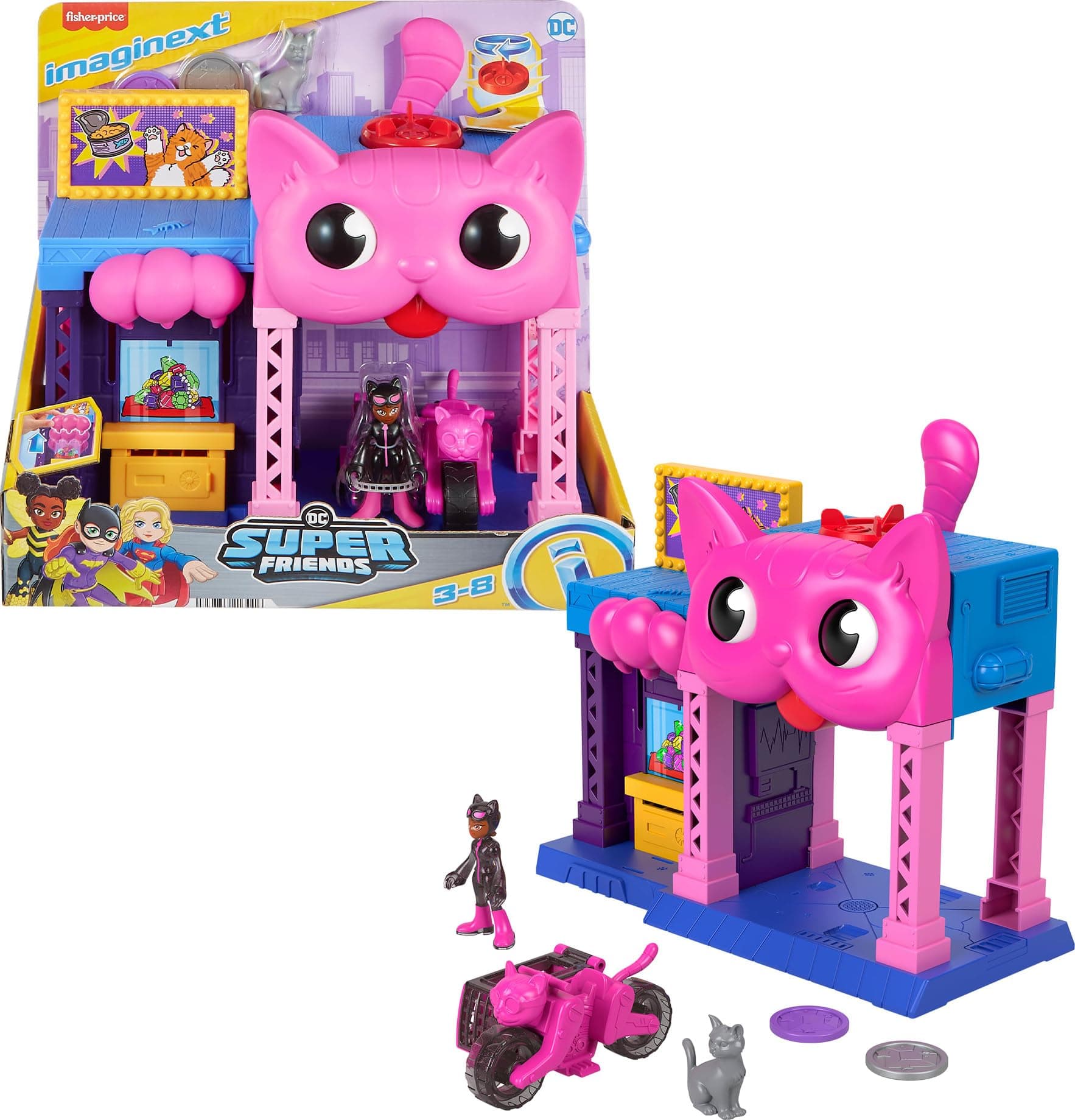 Fisher-Price Imaginext DC Super Friends Catwoman Playhouse Playset with Figure & Accessories for Preschool Pretend Play Ages 3+ Years