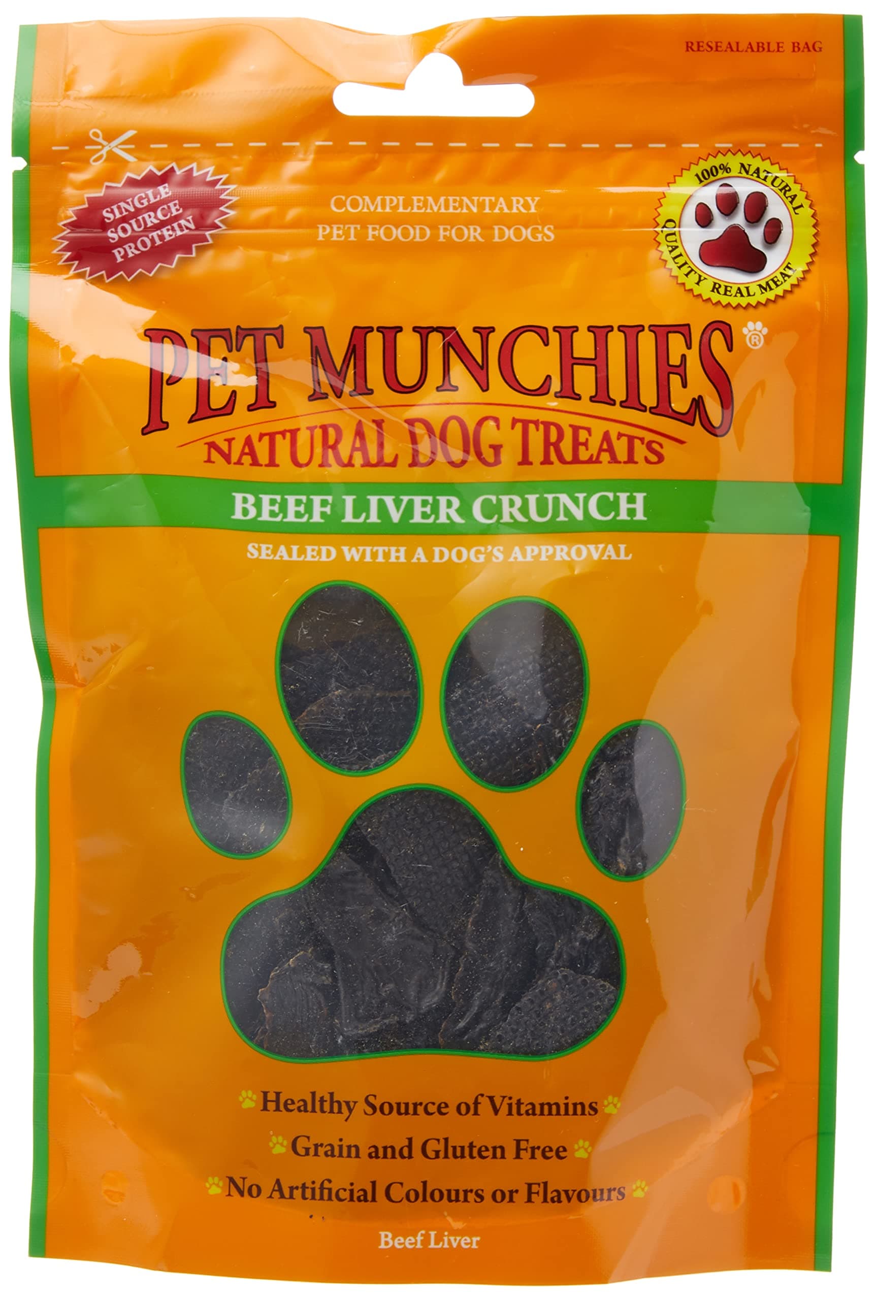 Pet Munchies Beef Liver Crunch Dog Treats, Premium Grain Free Dog Chews with Natural Real Meat 90g